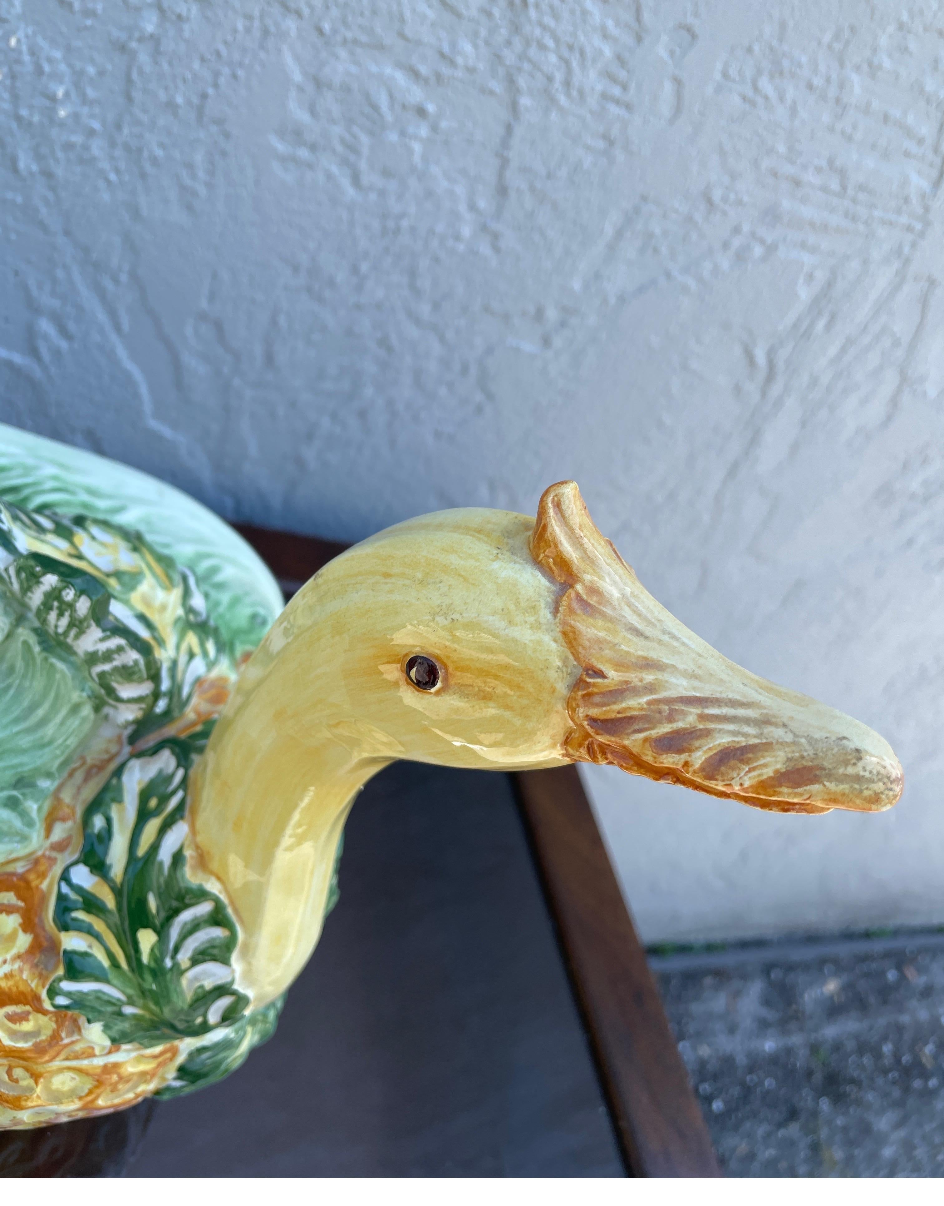 Small Italian Majolica Goose Tureen 2