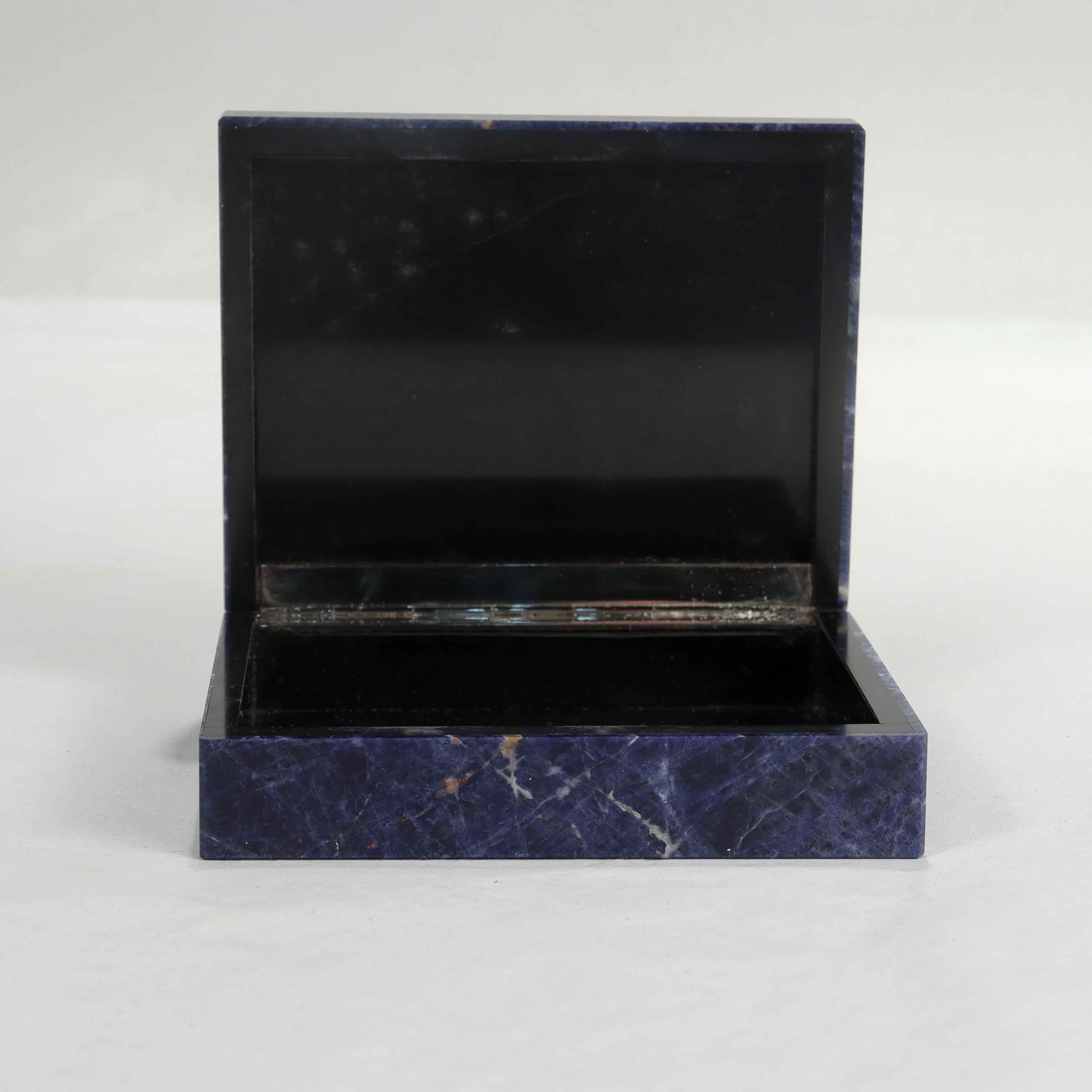 Small Italian Mid-Century Modern Lapis & 800 Silver Dresser Box or Table Casket For Sale 8