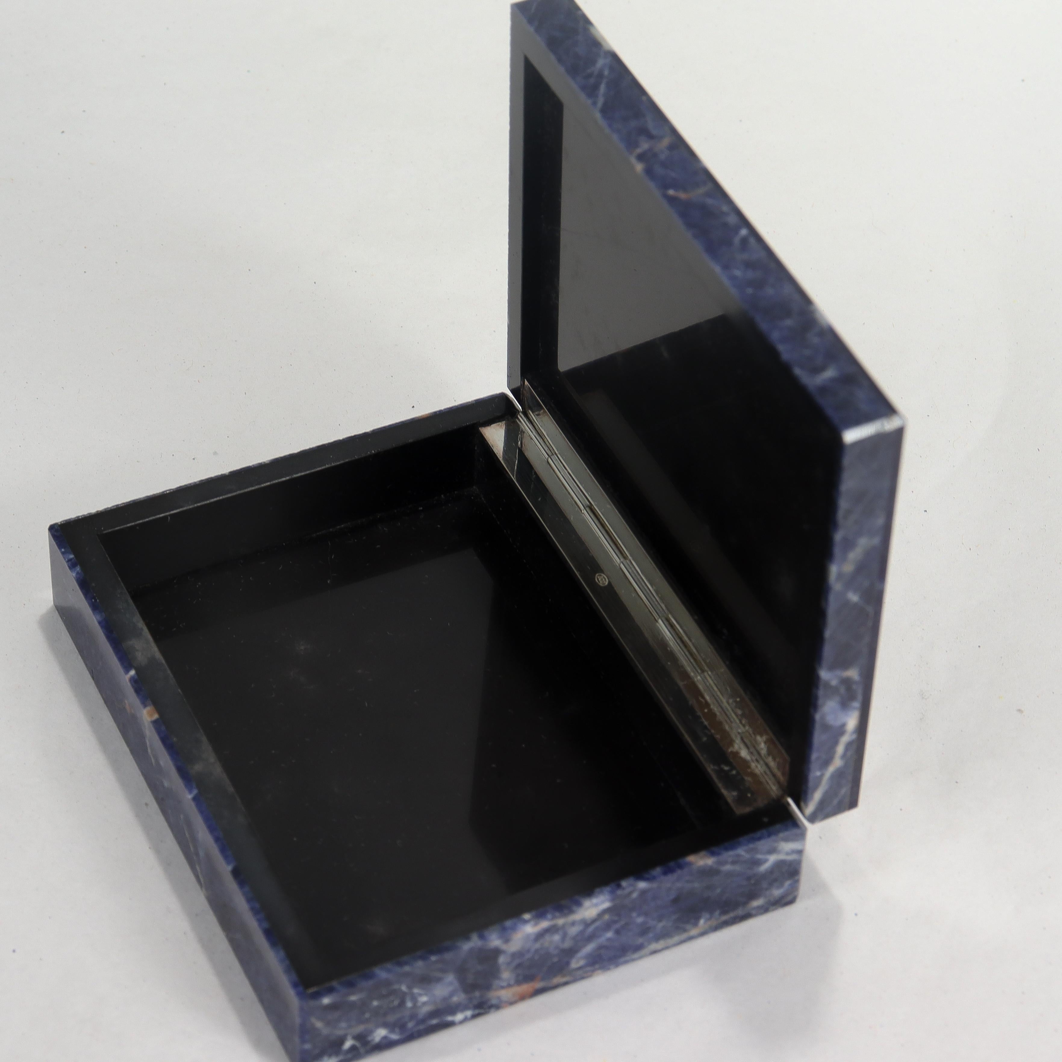 Small Italian Mid-Century Modern Lapis & 800 Silver Dresser Box or Table Casket For Sale 9