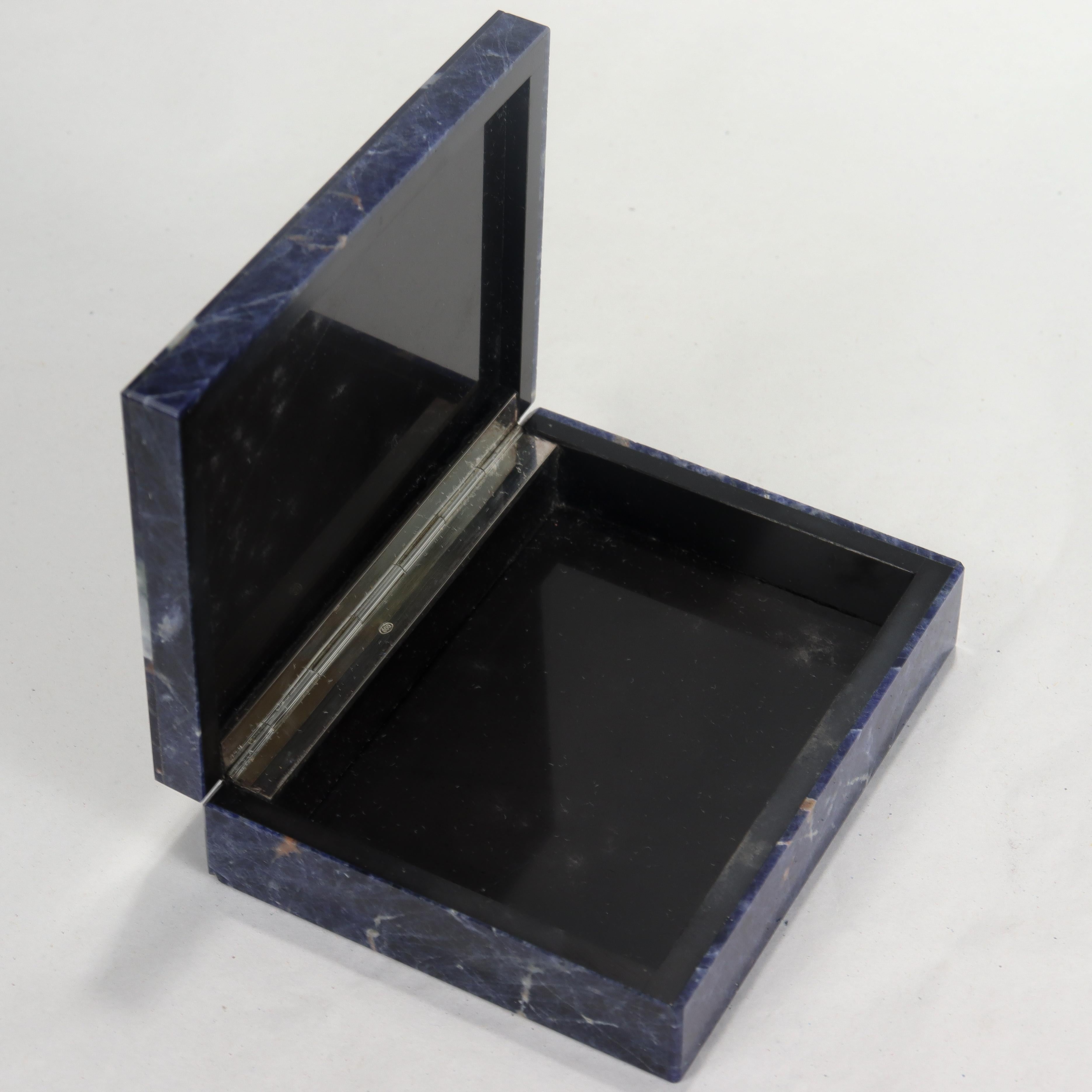 Small Italian Mid-Century Modern Lapis & 800 Silver Dresser Box or Table Casket For Sale 10