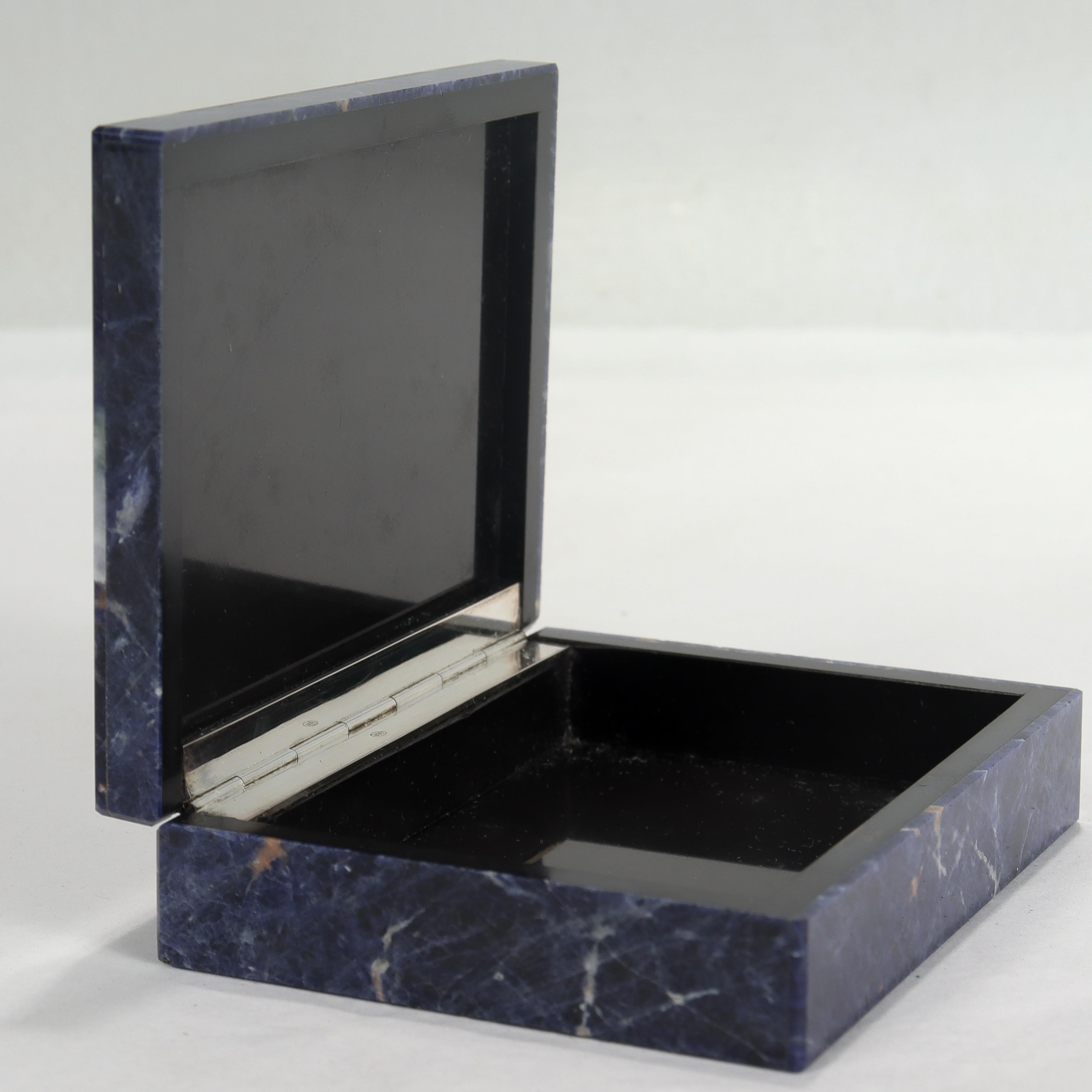 Small Italian Mid-Century Modern Lapis & 800 Silver Dresser Box or Table Casket For Sale 11