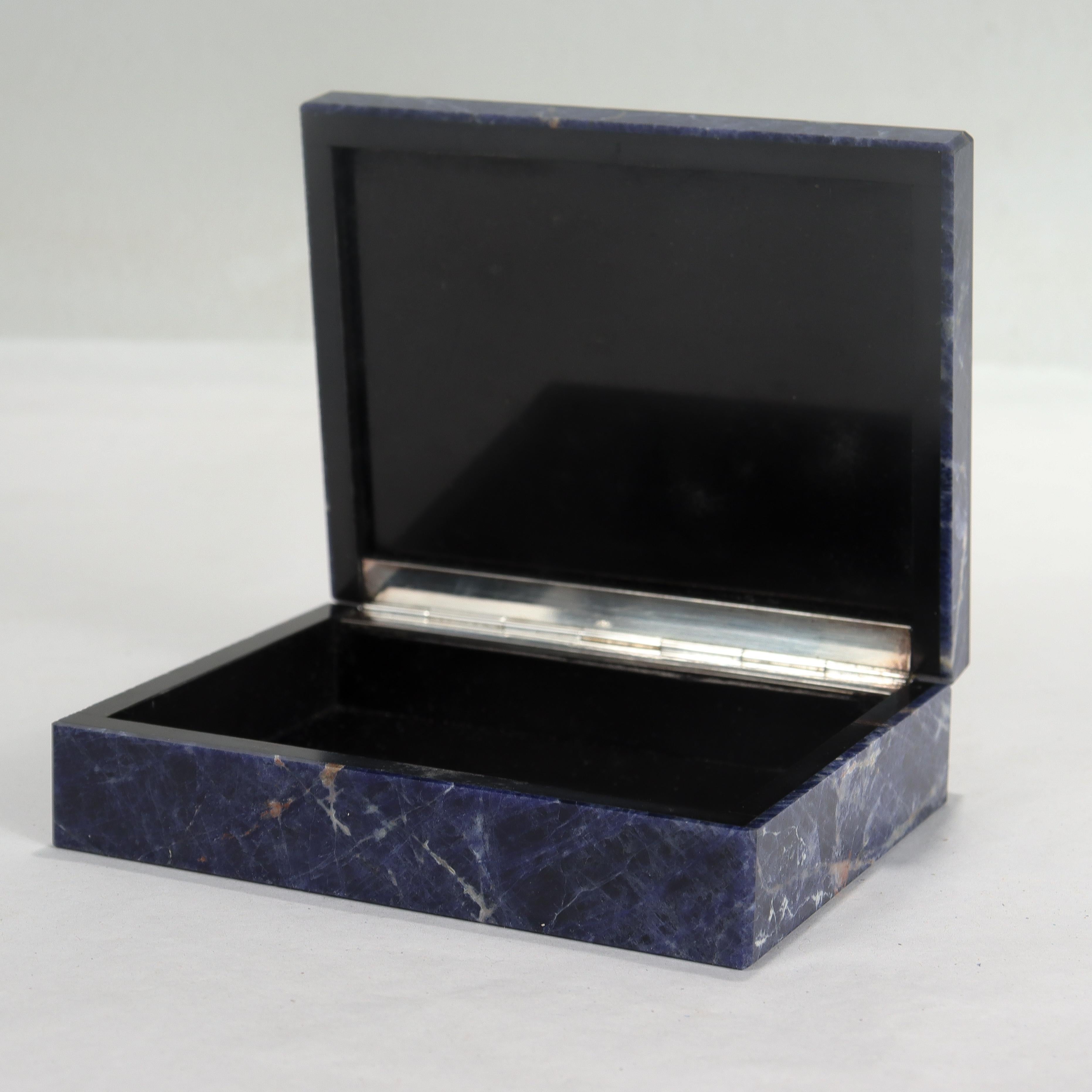 Small Italian Mid-Century Modern Lapis & 800 Silver Dresser Box or Table Casket For Sale 12