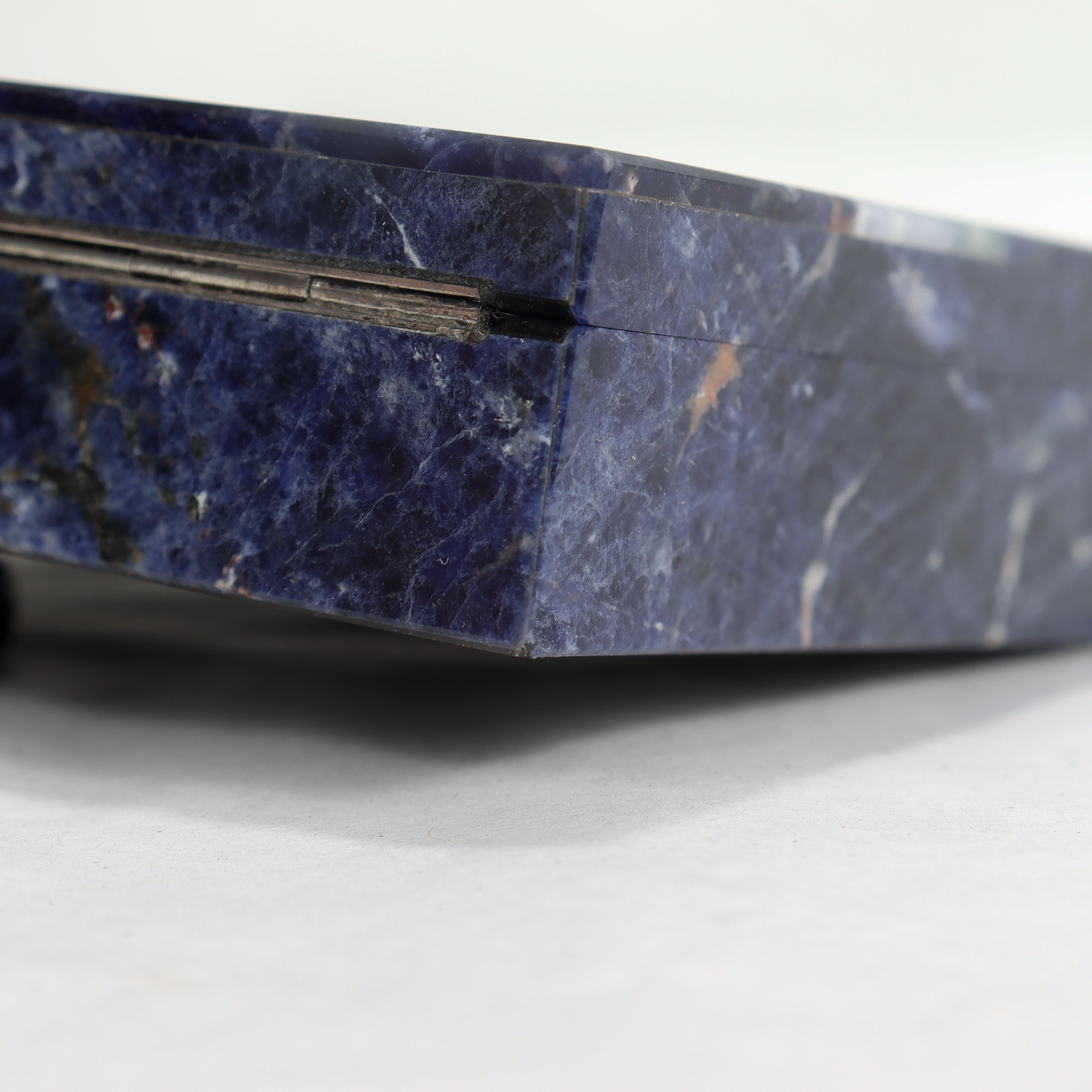 Small Italian Mid-Century Modern Lapis & 800 Silver Dresser Box or Table Casket For Sale 14