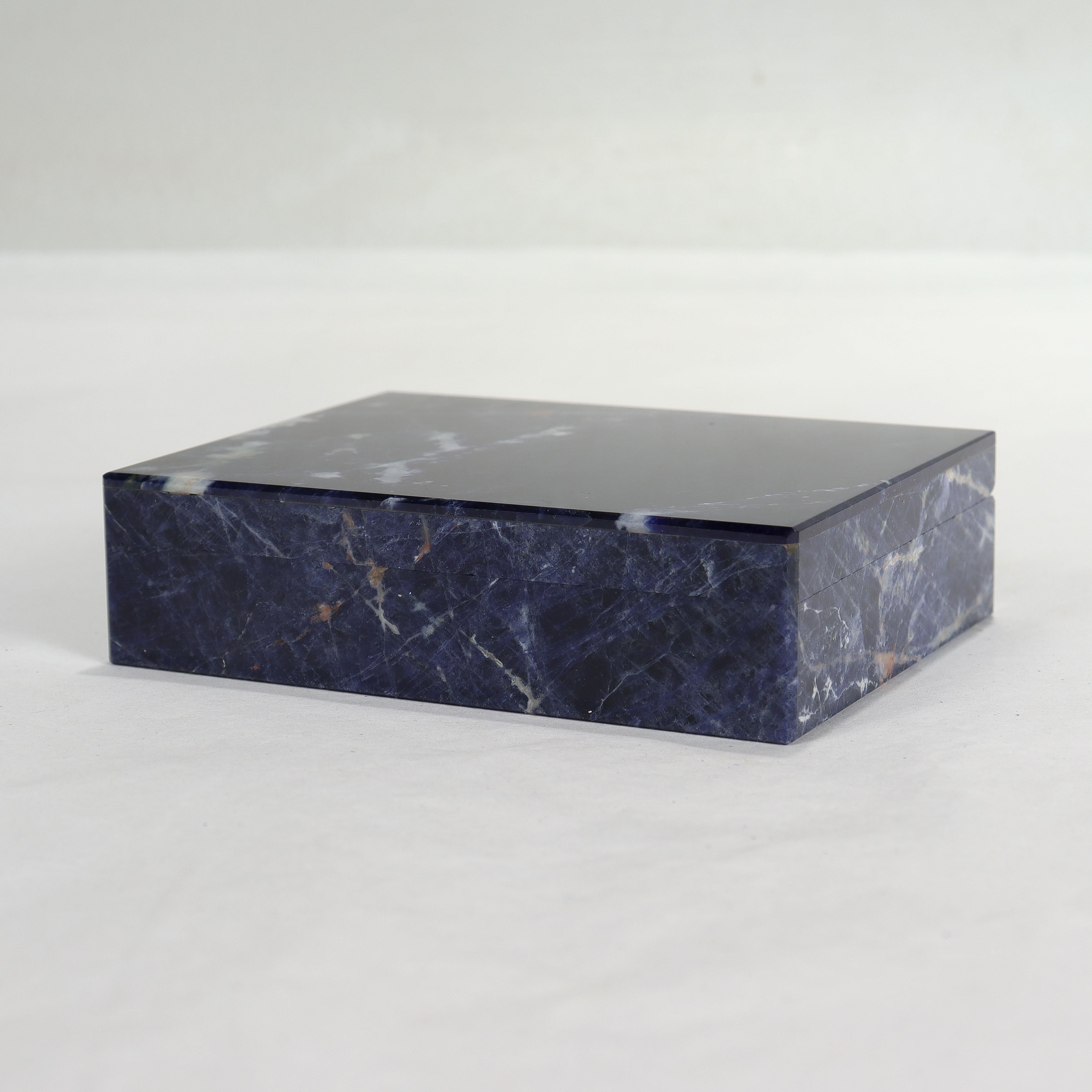 Small Italian Mid-Century Modern Lapis & 800 Silver Dresser Box or Table Casket In Good Condition For Sale In Philadelphia, PA