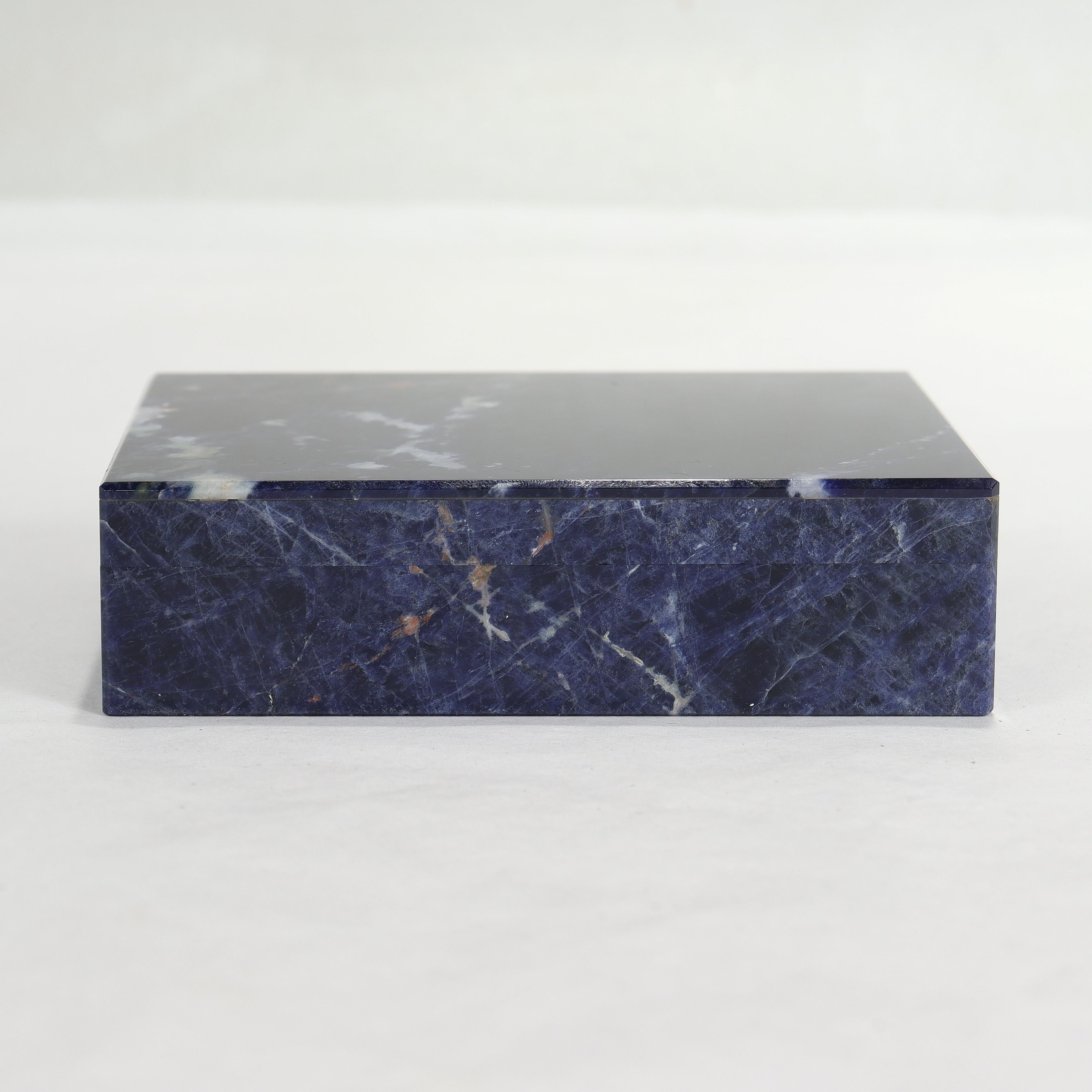Small Italian Mid-Century Modern Lapis & 800 Silver Dresser Box or Table Casket For Sale 1