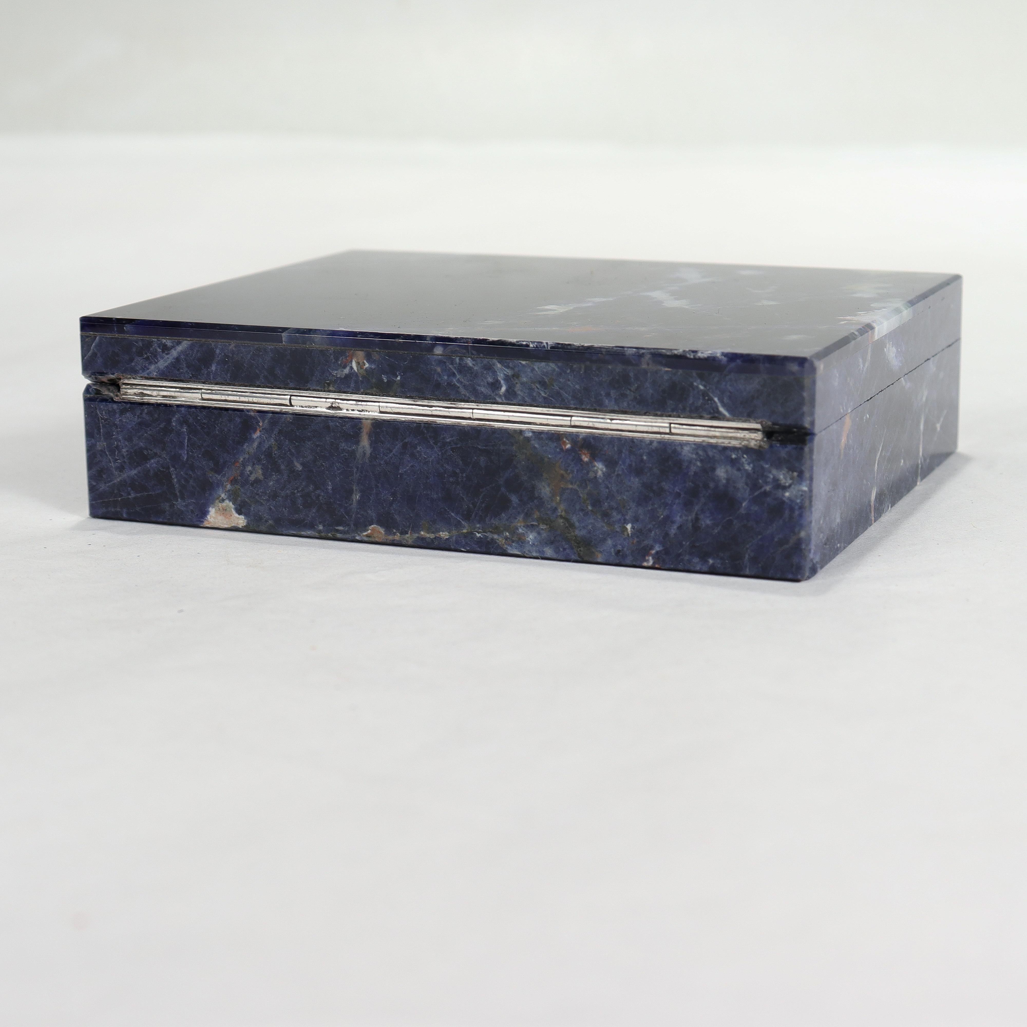 Small Italian Mid-Century Modern Lapis & 800 Silver Dresser Box or Table Casket For Sale 3