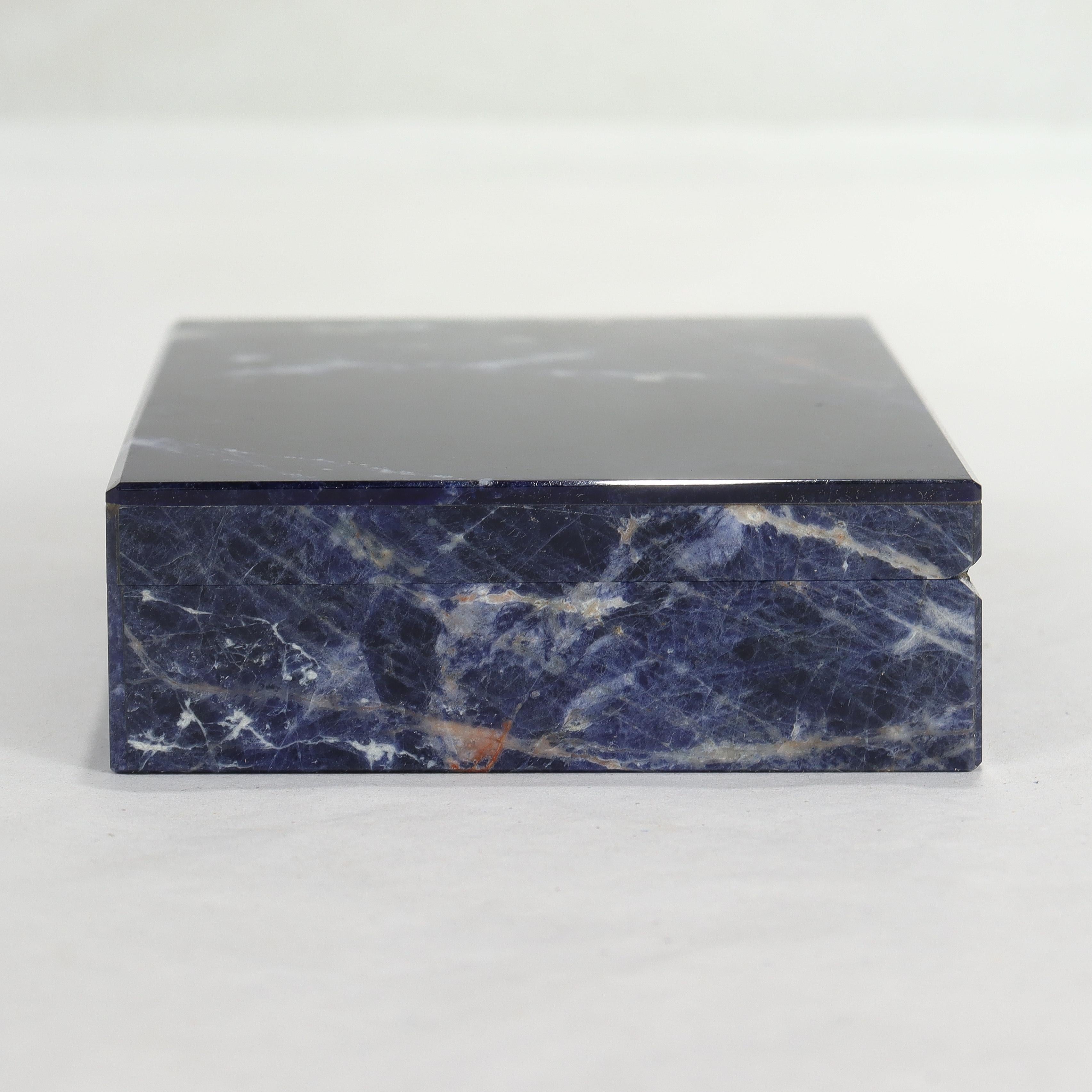 Small Italian Mid-Century Modern Lapis & 800 Silver Dresser Box or Table Casket For Sale 4