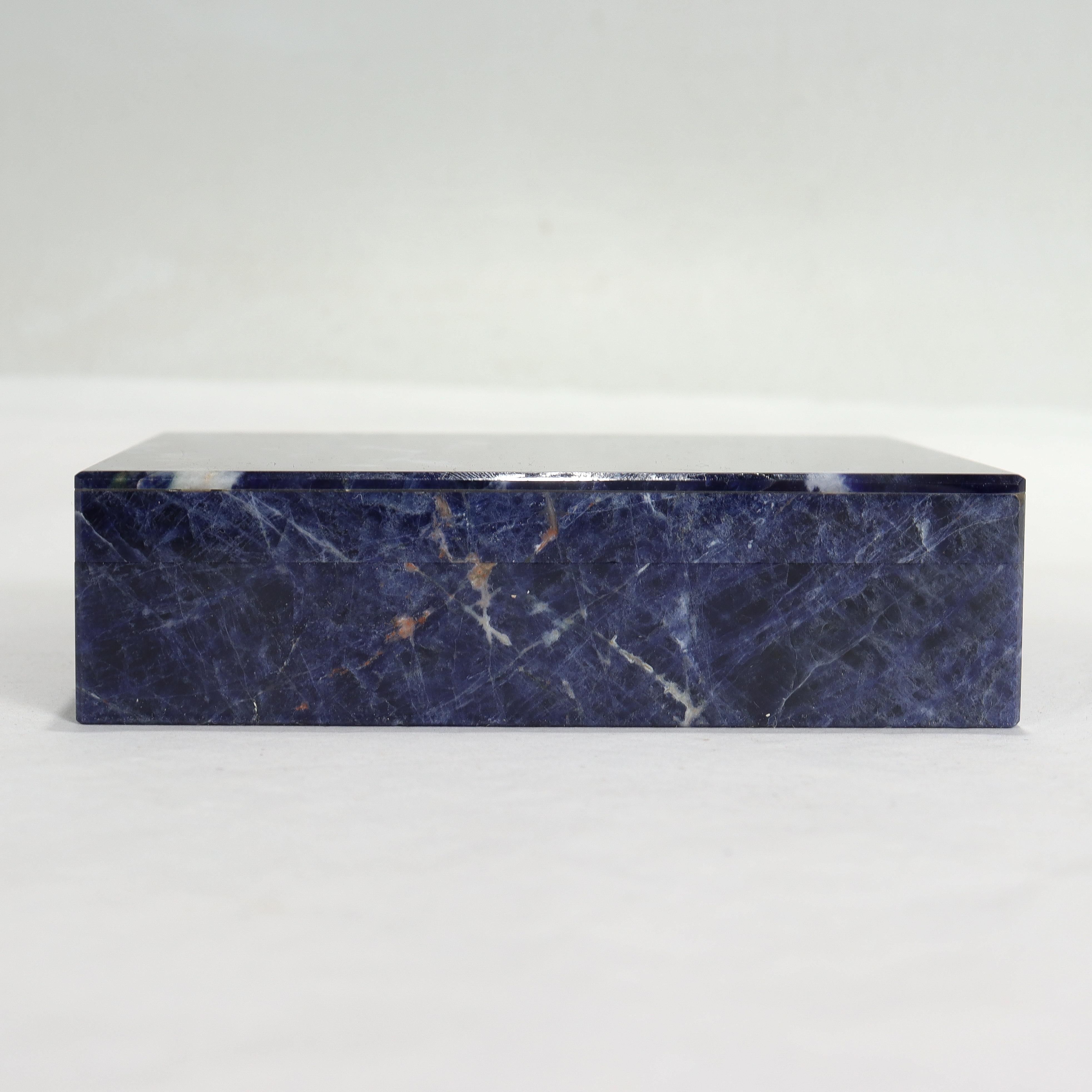 Small Italian Mid-Century Modern Lapis & 800 Silver Dresser Box or Table Casket For Sale 5