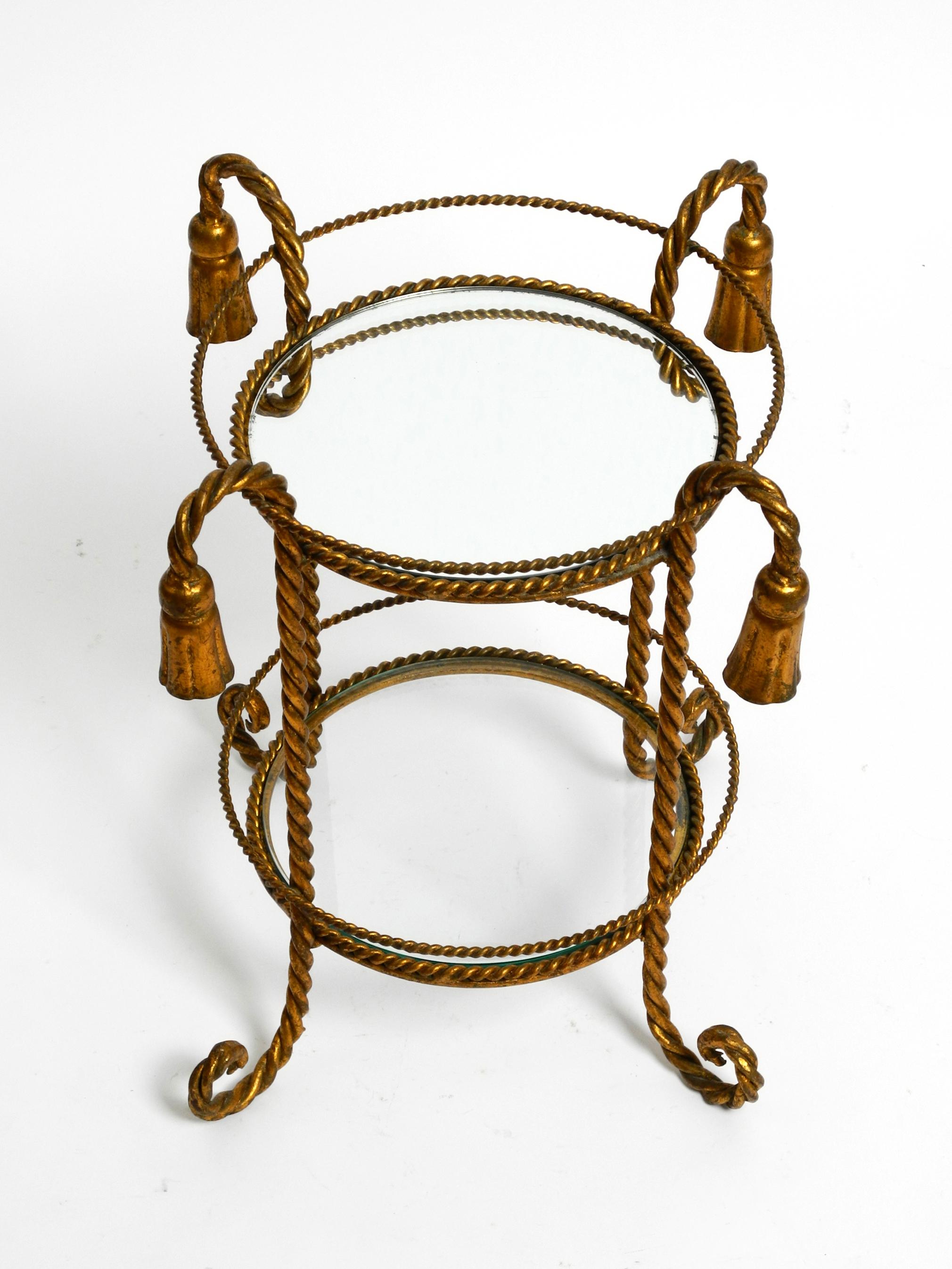 Small Italian Mid Century Regency side table in gilded iron by Li Puma Firenze 10
