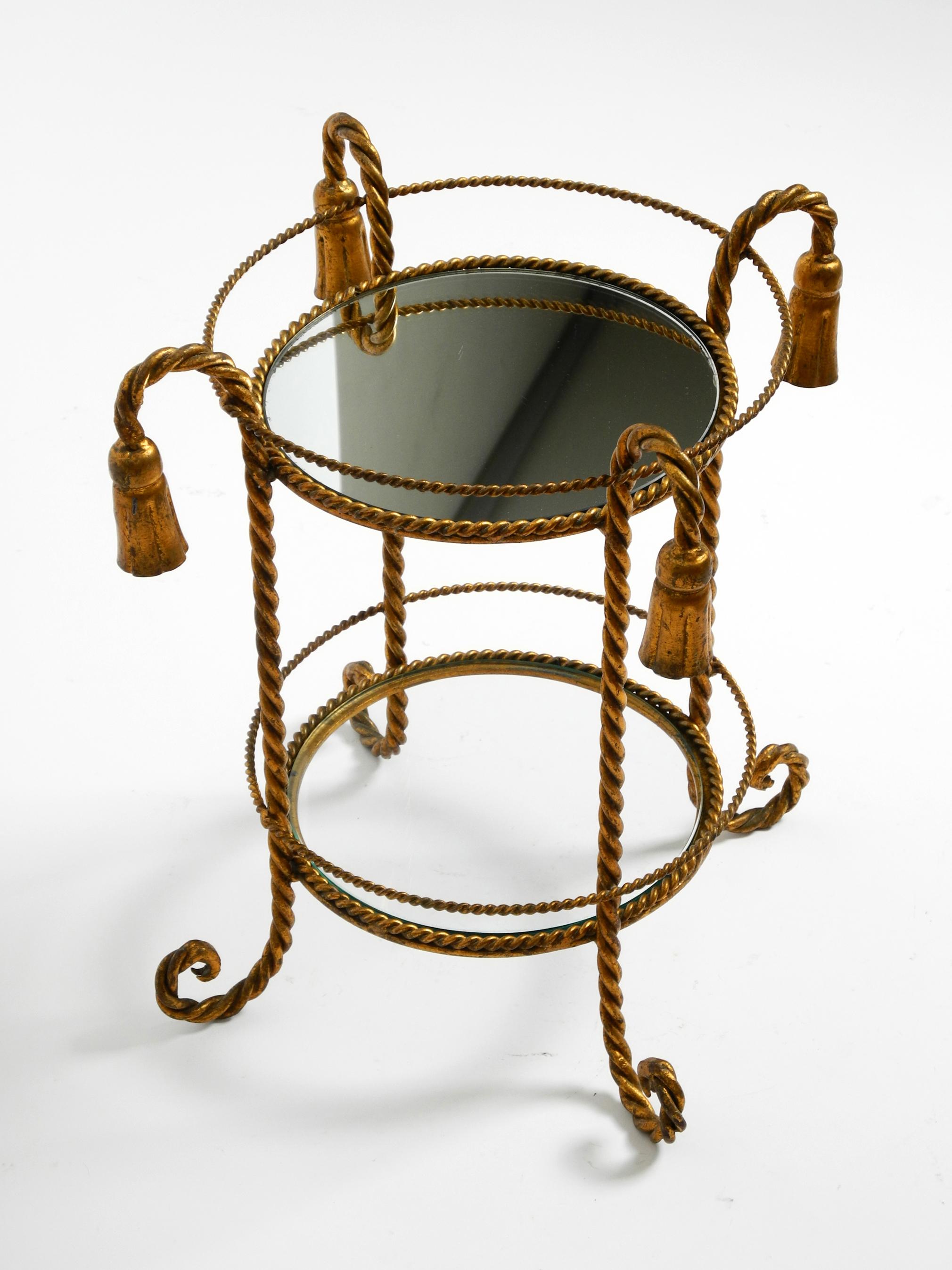 Gold Plate Small Italian Mid Century Regency side table in gilded iron by Li Puma Firenze