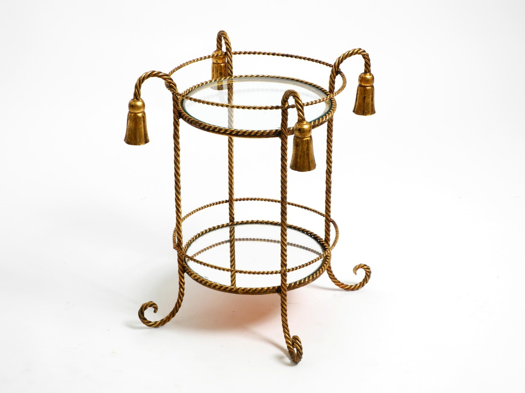 Mid-Century Modern Small Italian Mid Century Regency side table made of gilded iron by Li Puma For Sale