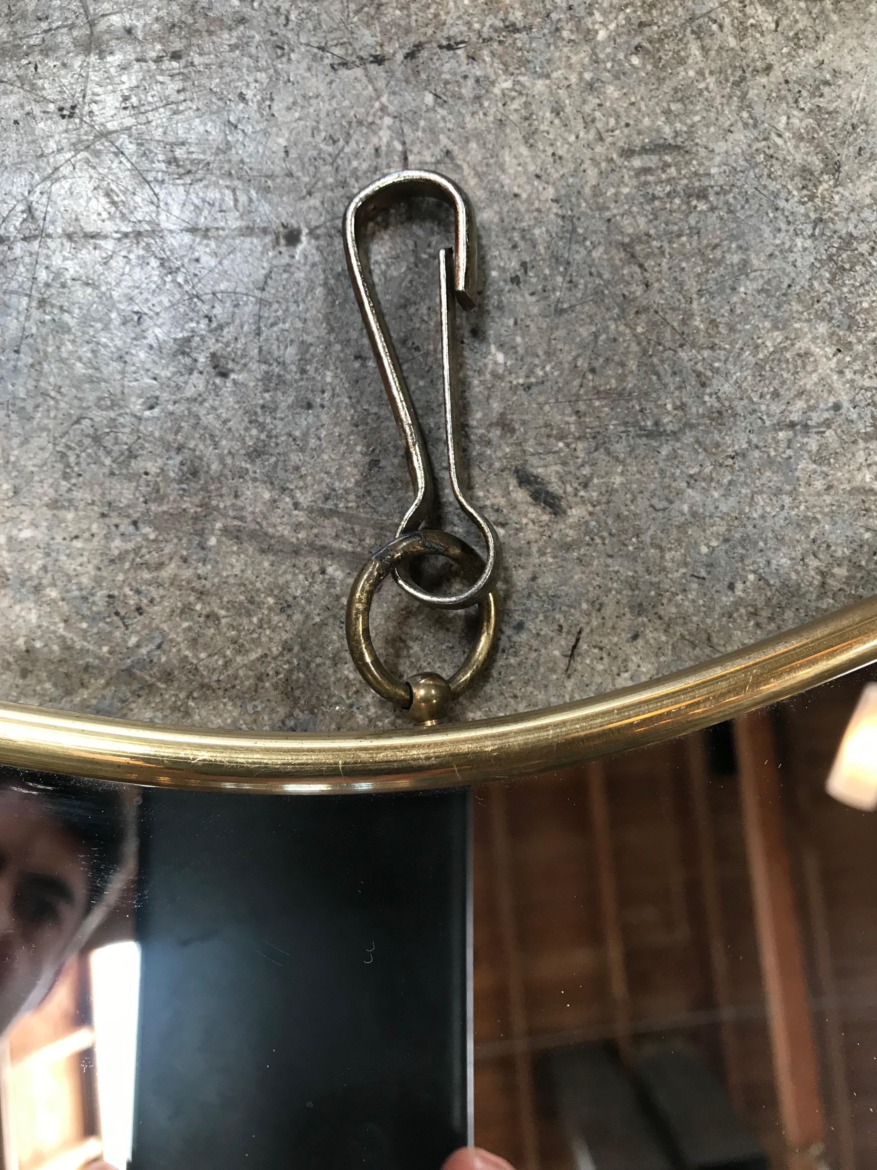 Small Italian Minimal Curvilinear Brass Mirror, 1950s 4