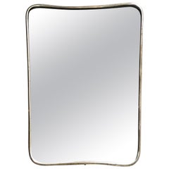 Small Italian Minimal Curvilinear Brass Mirror, 1950s