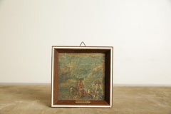 Small Italian Oil on Board, “Riders in Landscape with Villa”, attr. Zuccarelli
