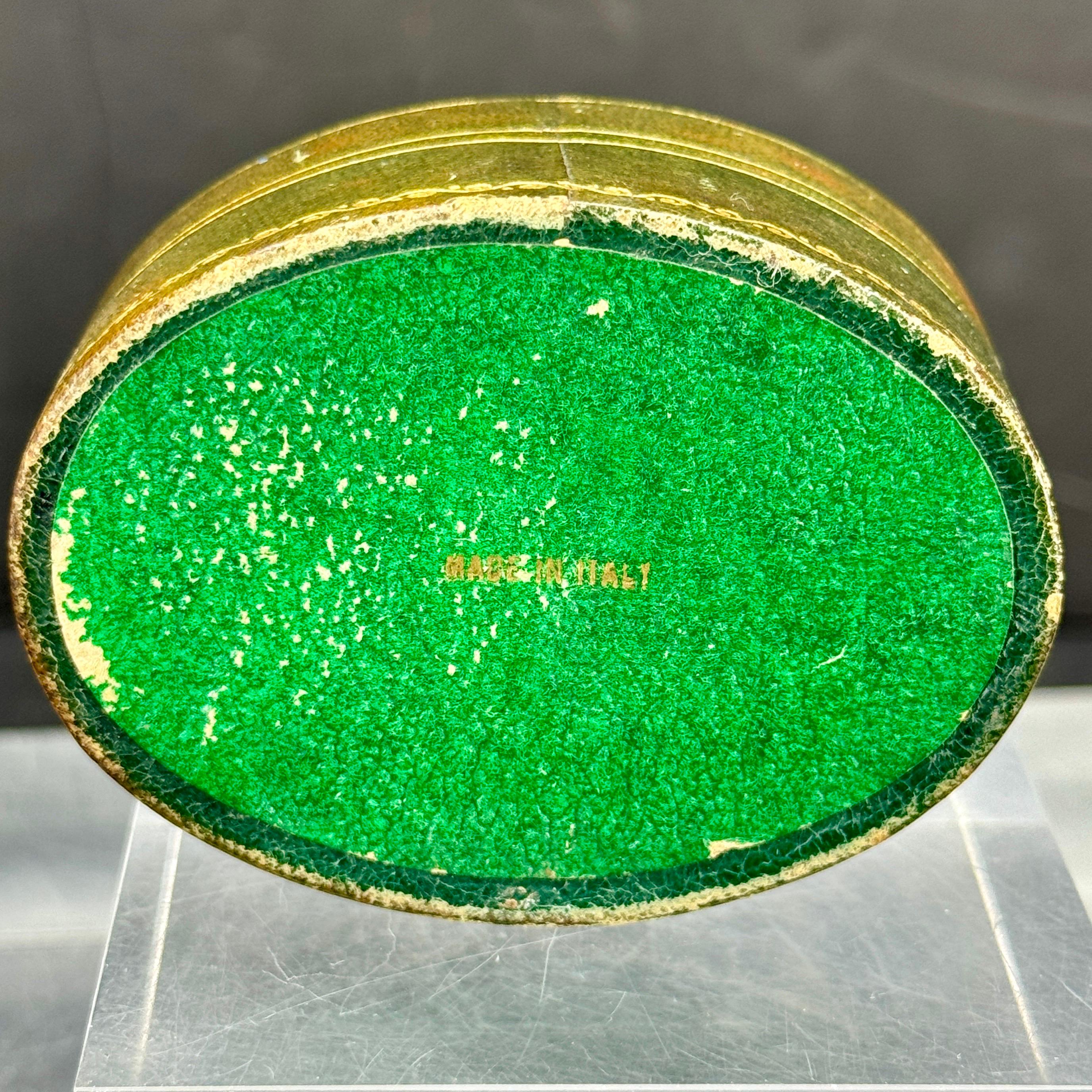 Small Italian Oval Vintage Leather Jewelry Box For Sale at 1stDibs