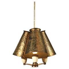 Retro Small Italian pendant chandelier in brass-plated zinc from the 1950s