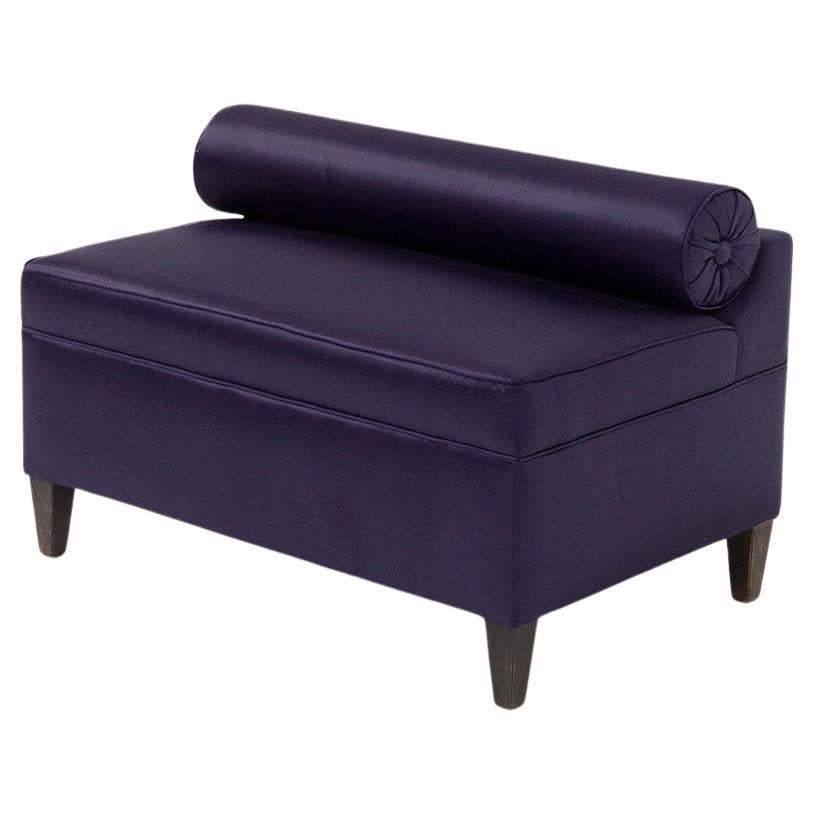 Small Italian Purple Satin Sofa with Roll Cushion For Sale