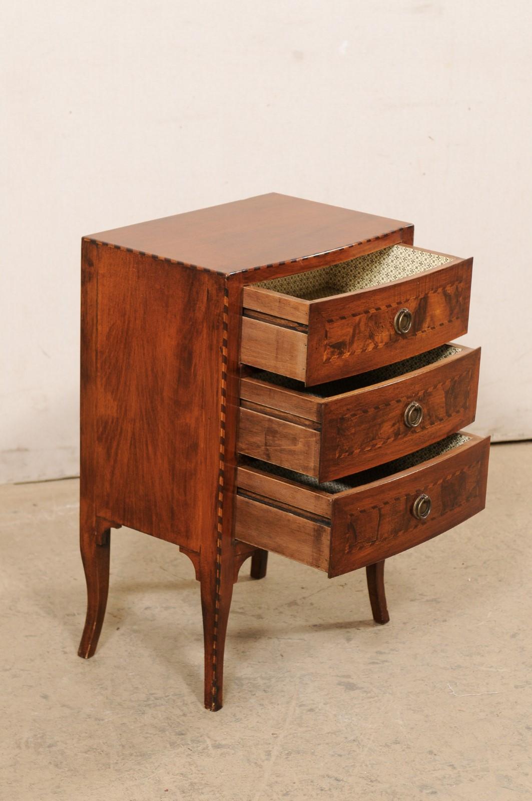 Small Italian Raised Side Chest of Drawers w/Roped Inlay Trimming, Mid-20th C For Sale 1