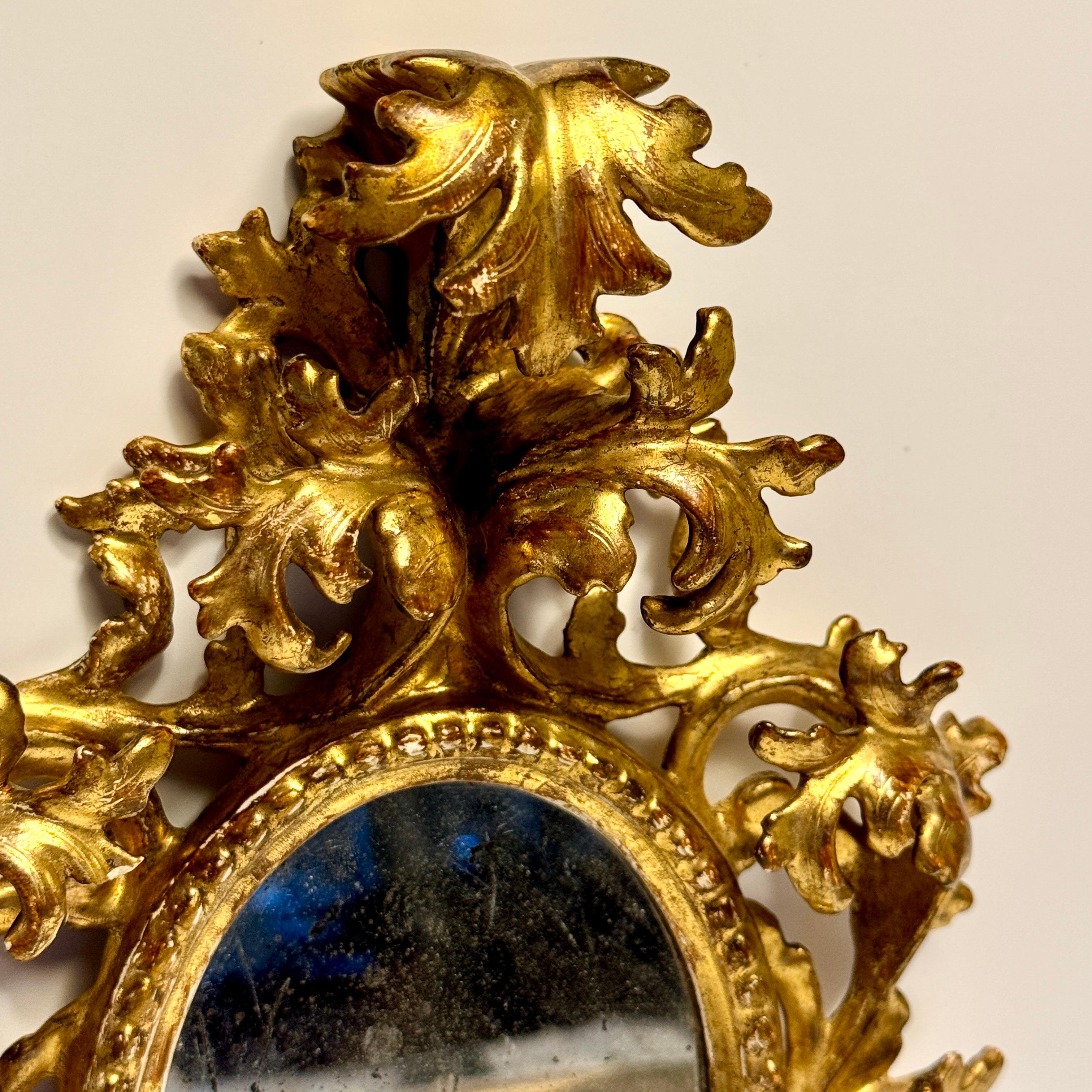 Small Italian Rococo Gilt Wood Wall or Vanity Mirror 5