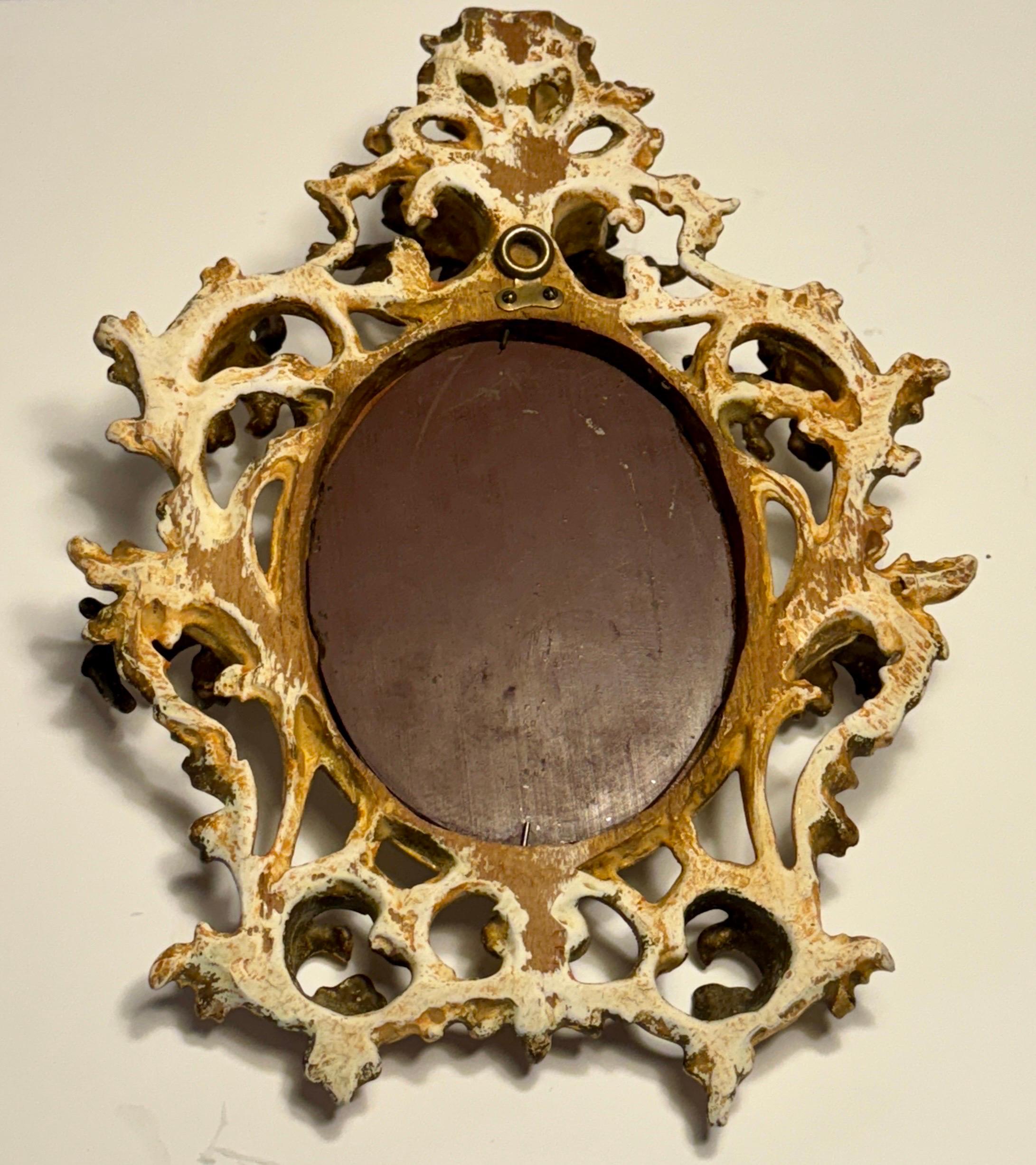Small Italian Rococo Gilt Wood Wall or Vanity Mirror 6
