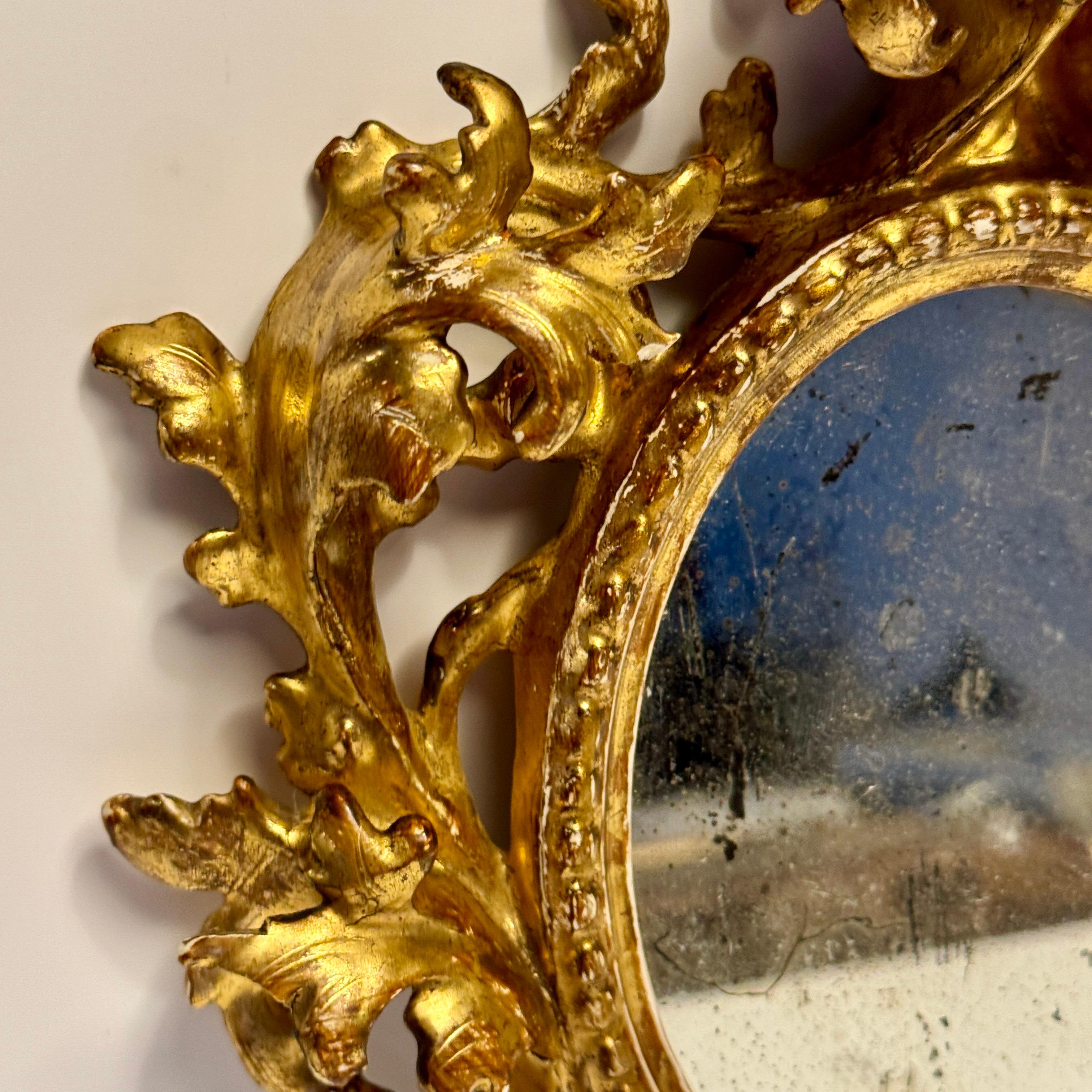 Small Italian Rococo Gilt Wood Wall or Vanity Mirror 1