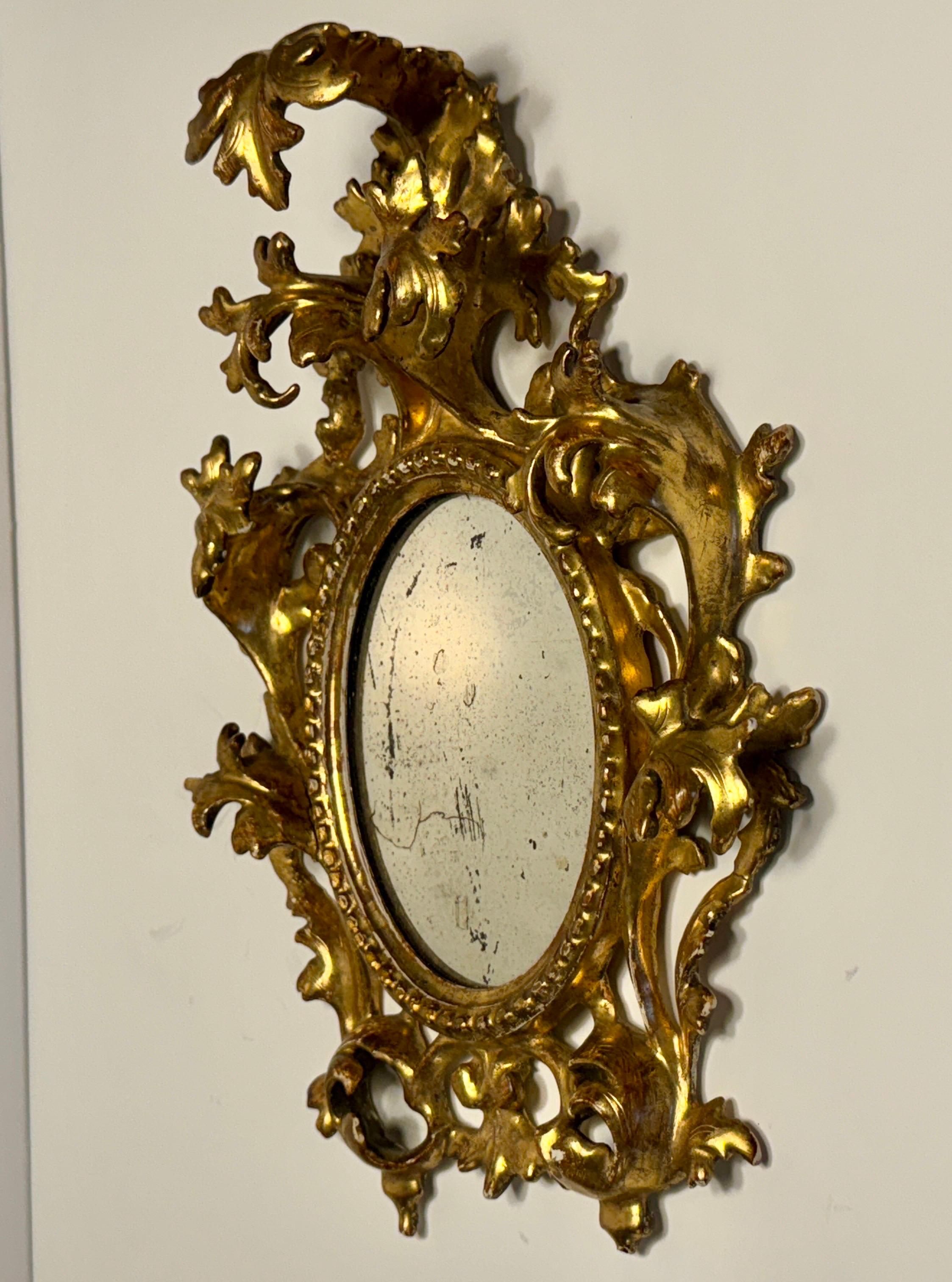 Small Italian Rococo Gilt Wood Wall or Vanity Mirror 2