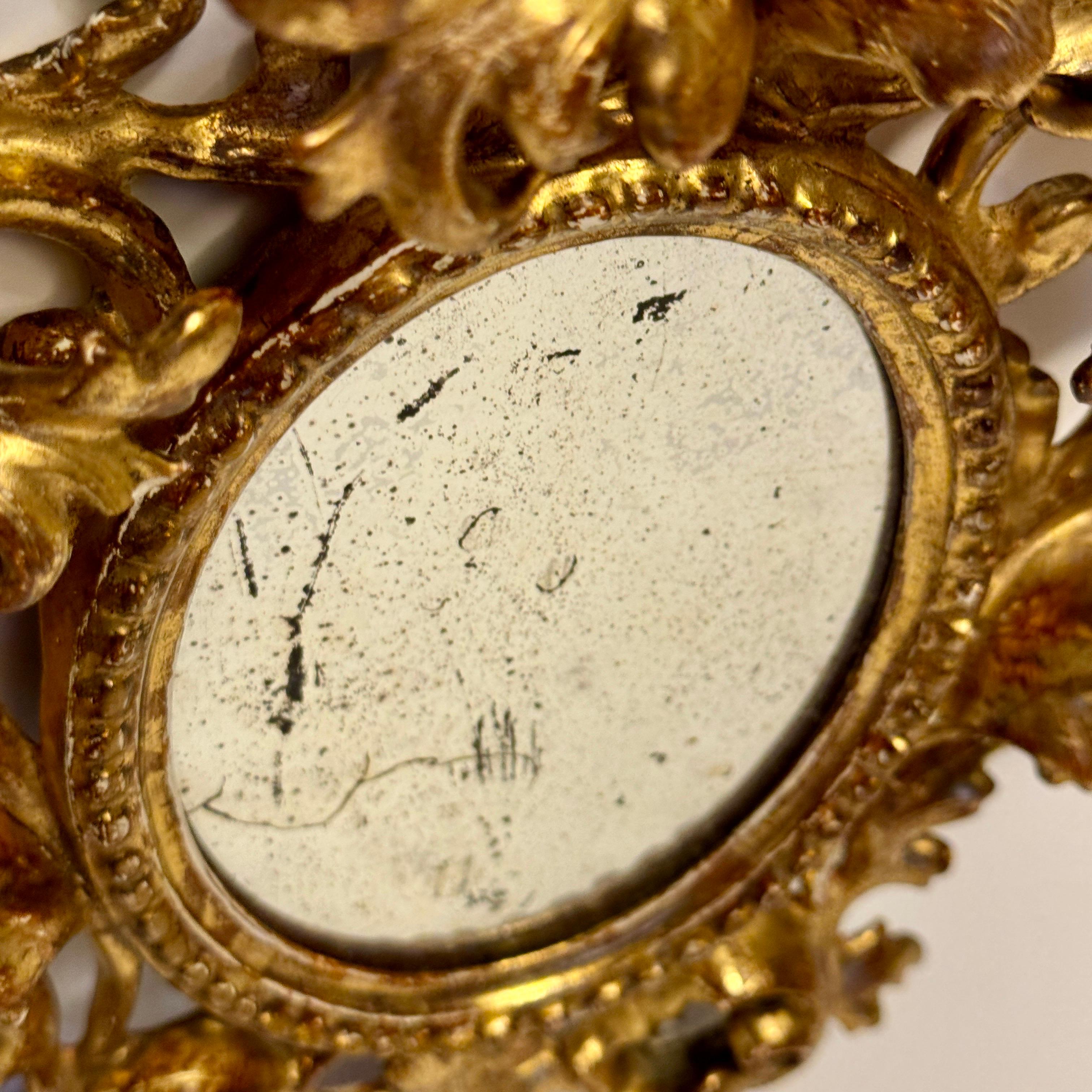 Small Italian Rococo Gilt Wood Wall or Vanity Mirror 3