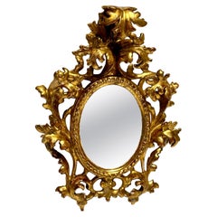 Small Italian Rococo Gilt Wood Wall or Vanity Mirror