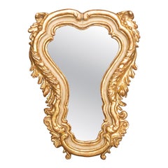 Small Italian Rococo-Style Gold Leaf Mirror