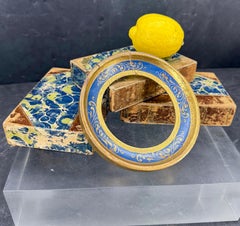 Petit cadre d'art italien rond peint en bois doré de Florentine Circa 1950's