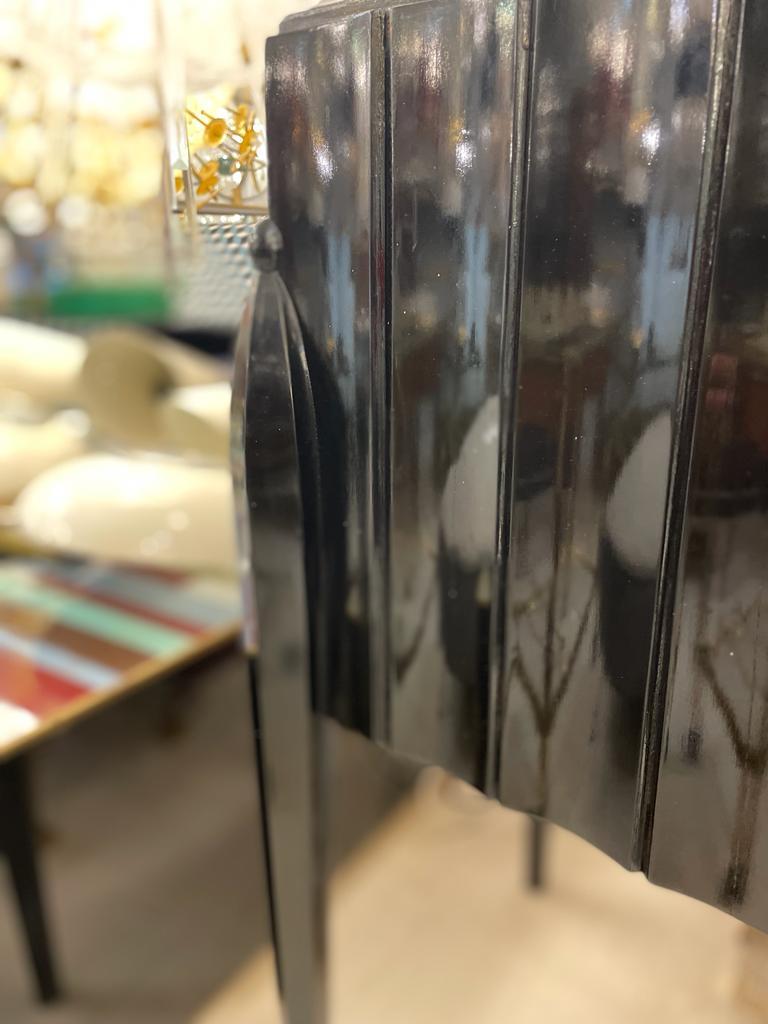 Art Deco Small Italian Sideboard in Black Wood, circa 1930