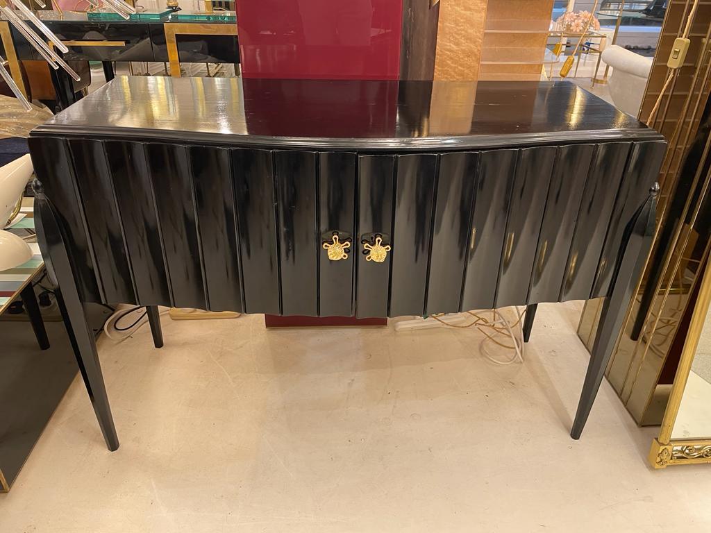 Small Italian Sideboard in Black Wood, circa 1930 In Fair Condition In London, GB