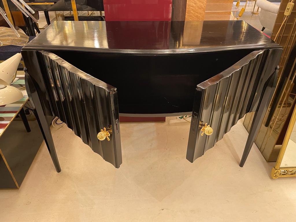 Mid-20th Century Small Italian Sideboard in Black Wood, circa 1930