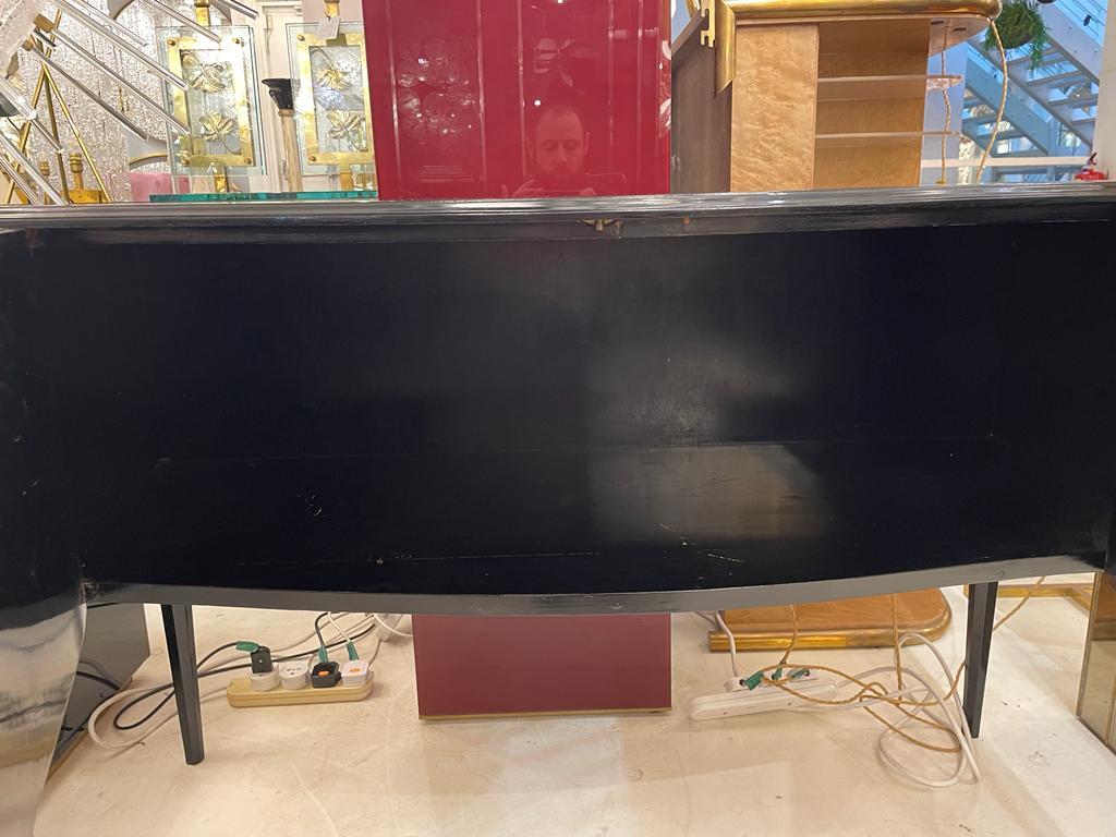 Murano Glass Small Italian Sideboard in Black Wood, circa 1930