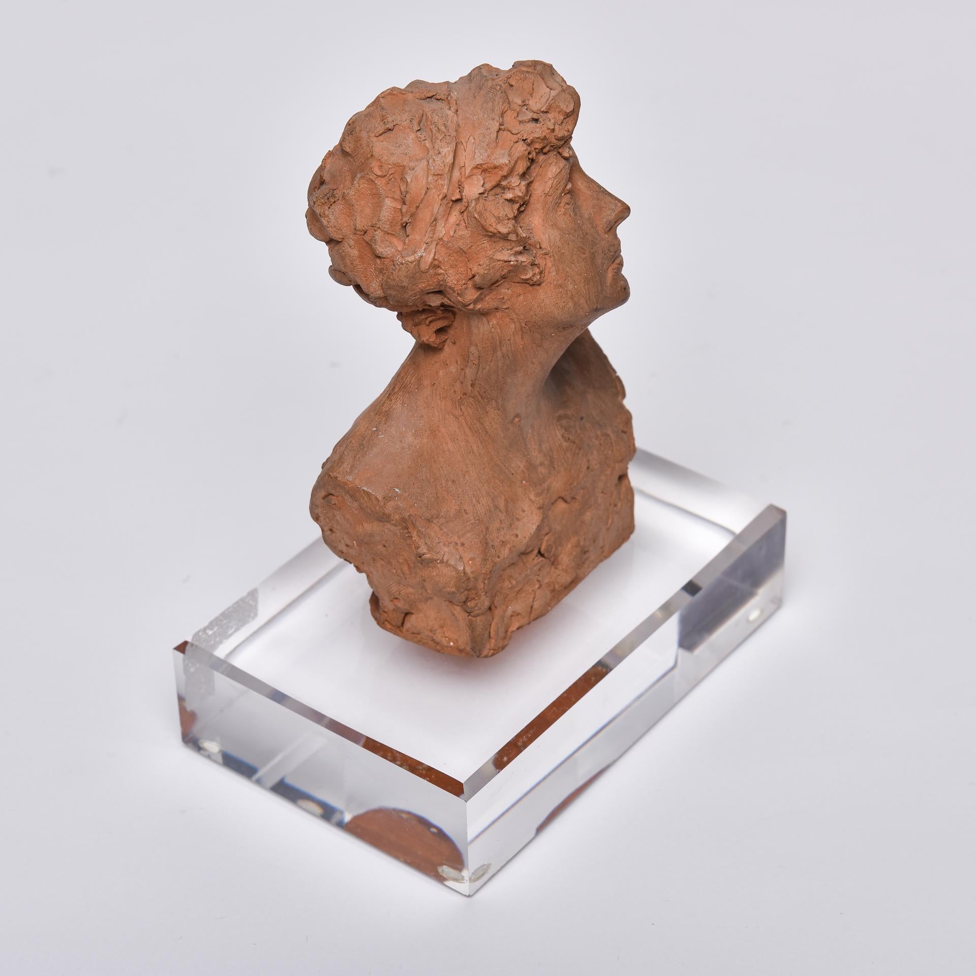 20th Century Small Italian Signed Terracotta Bust For Sale