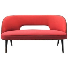 Italian Sofa in Red Upholstery