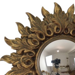 Small Italian Sunburst Mirror, Rococo Style, 24 cm