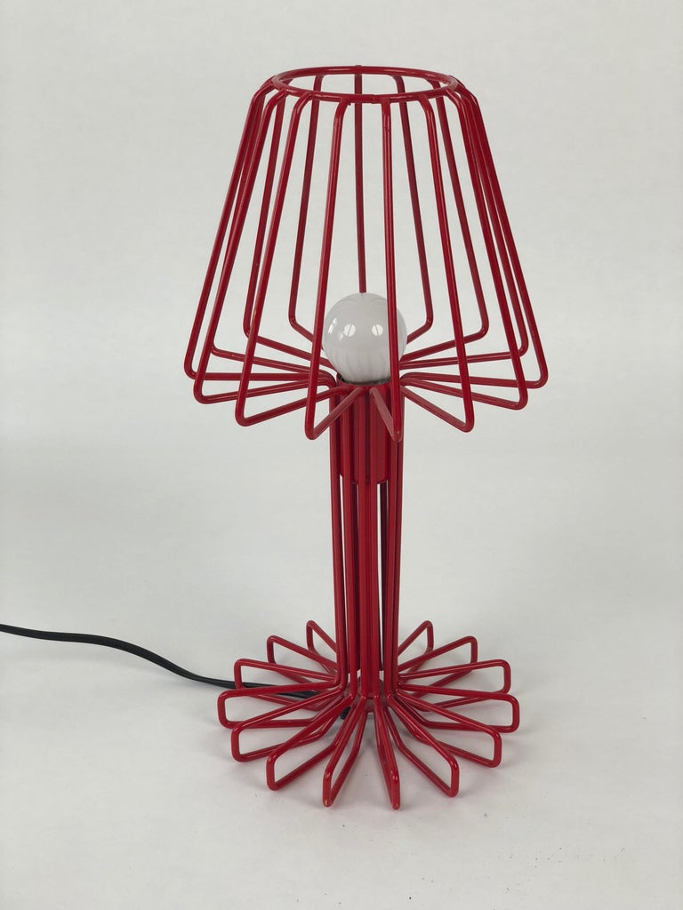 Small Italian Table Lamp in Red For Sale at 1stDibs