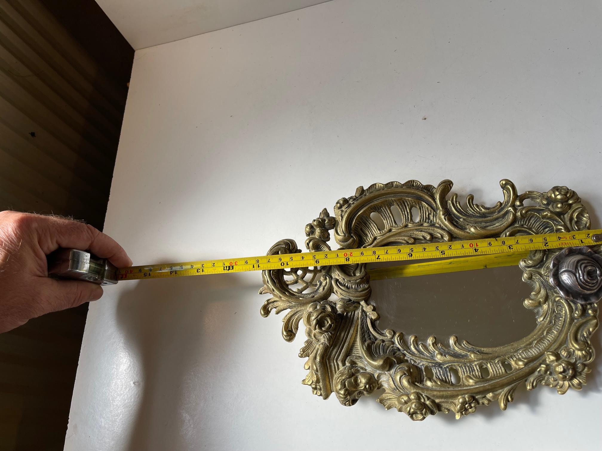Small Italian Vanity Wall Mirror in Brass and Silver For Sale 1