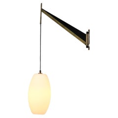  small Italian wall light with opaline 60's brass and metal 