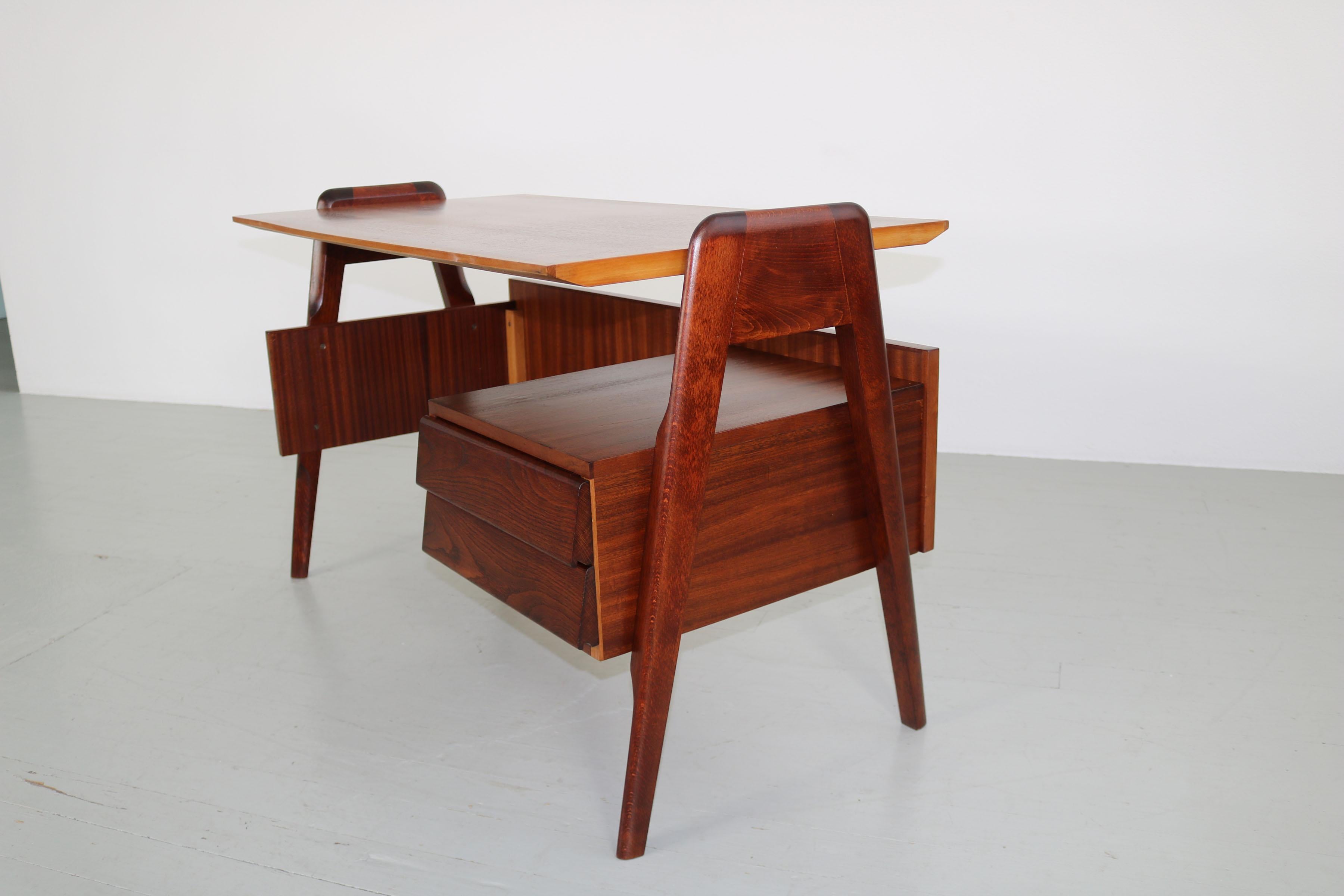 Small Italian Writing Desk with Two Drawers, 1950s 7