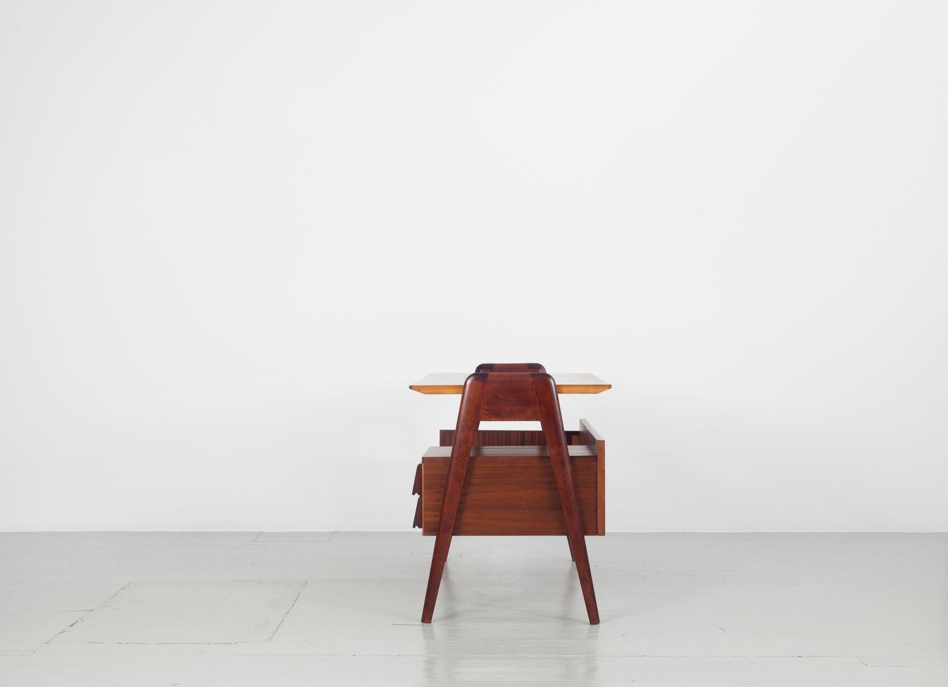 Small Italian Writing Desk with Two Drawers, 1950s 2