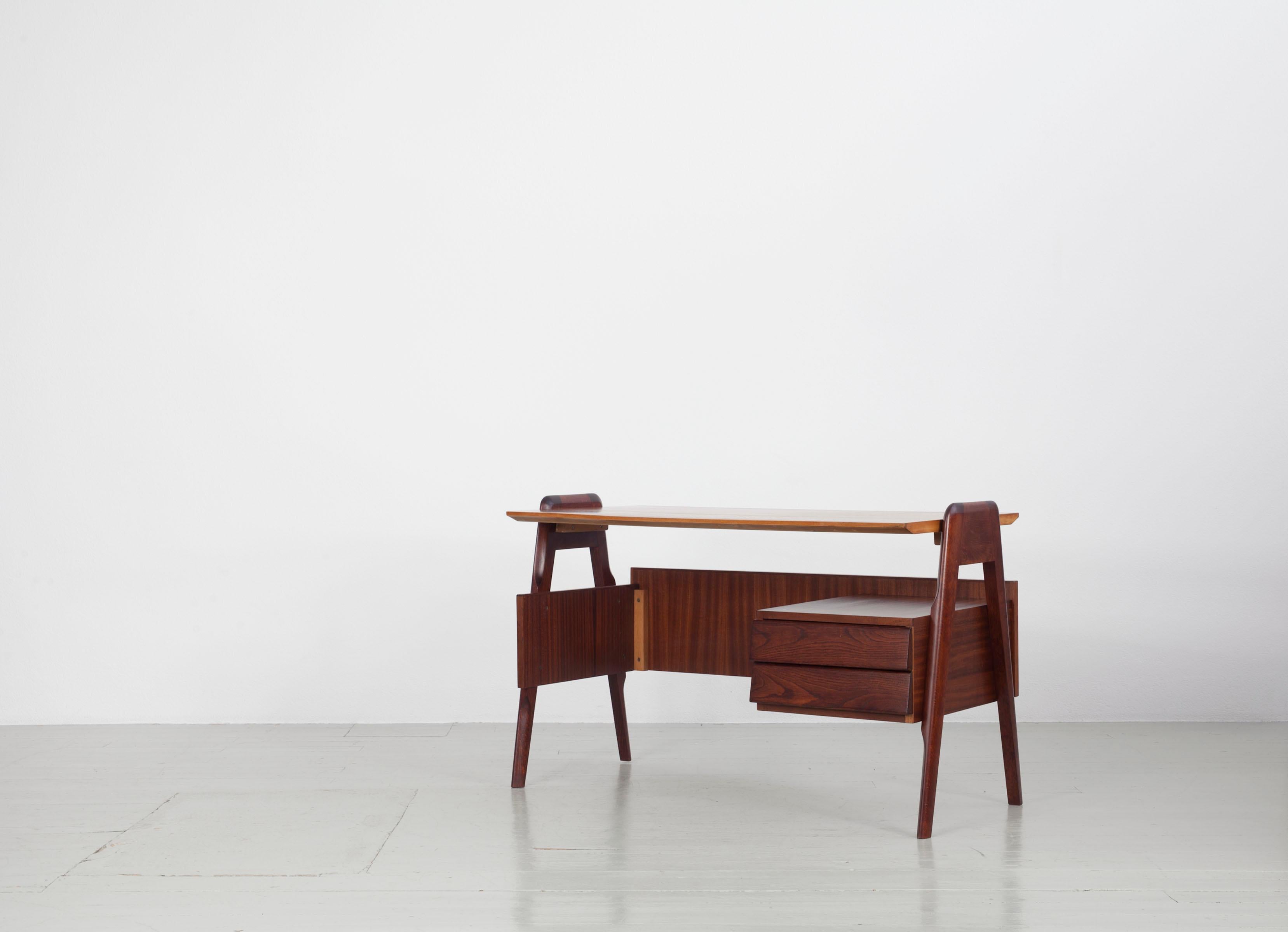 Small Italian Writing Desk with Two Drawers, 1950s 3