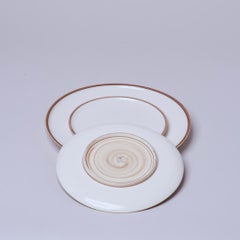 Small Ivory Glazed Porcelain Hermit Plate with Rustic Rim