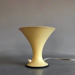 Small Ivory Lacquered Metal Cone Table Light Italy, 1950s