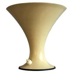 Small Ivory Lacquered Metal Cone Table Light Italy, 1950s