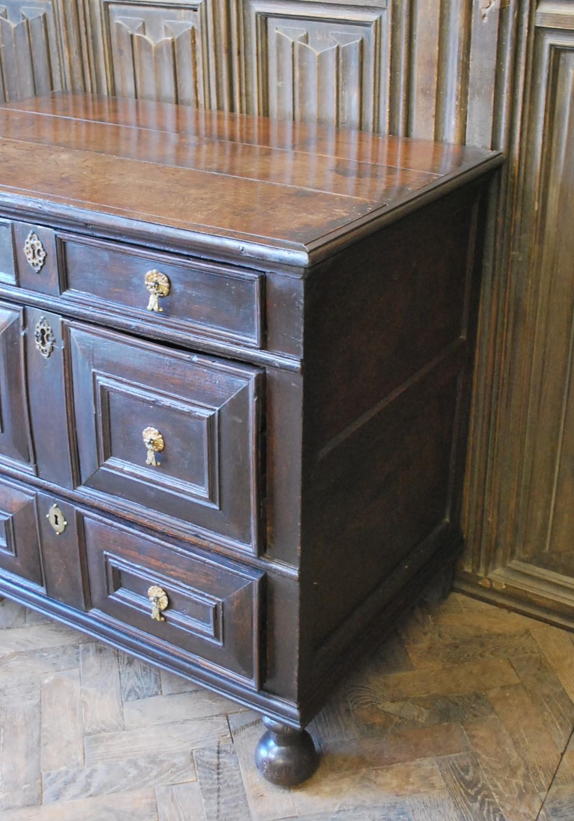 18th Century and Earlier Small Jacobean Oak Chest of Drawers