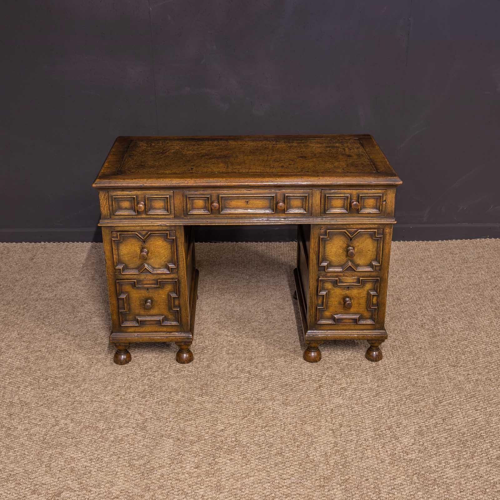 Small Jacobean Style Oak Writing Desk 5