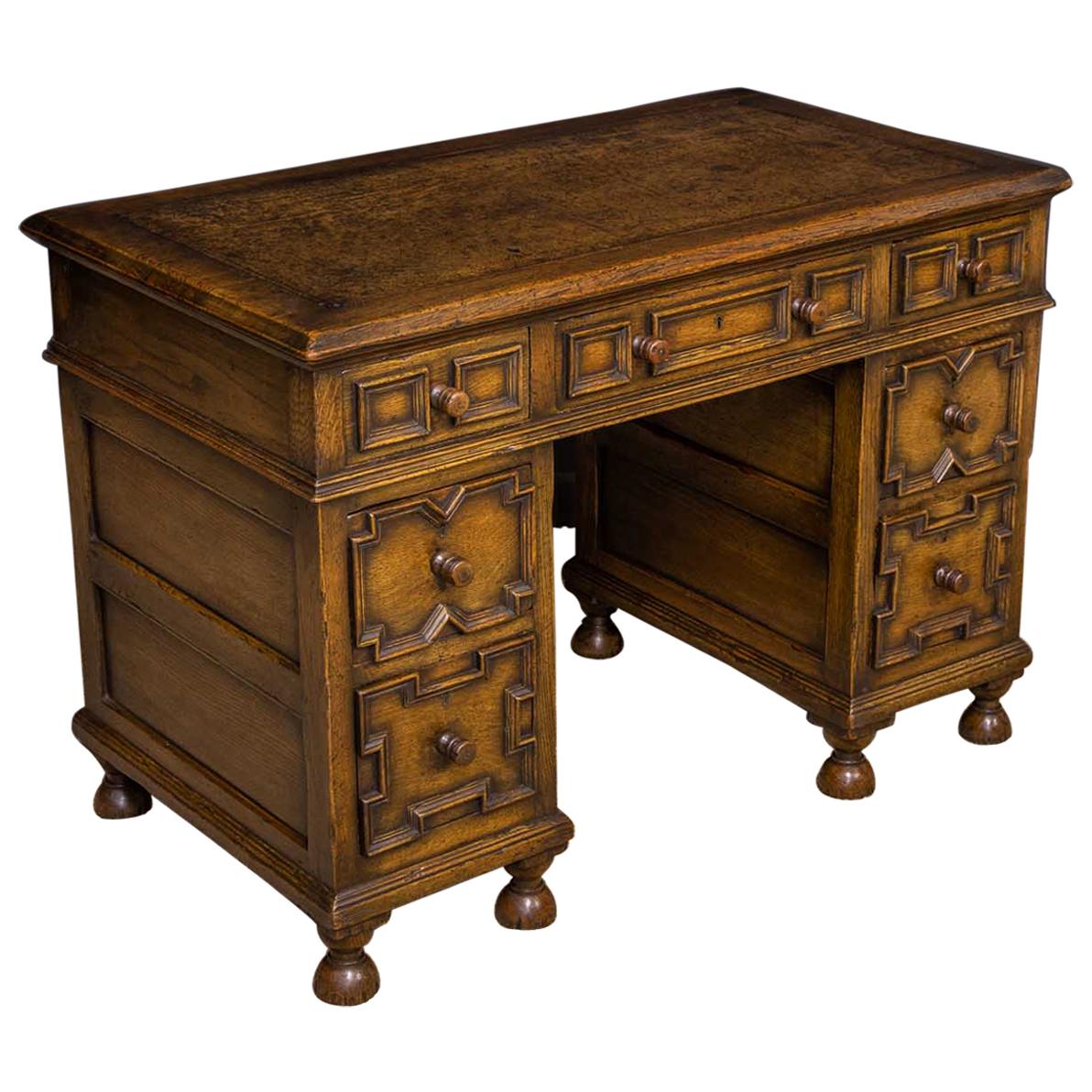 Small Jacobean Style Oak Writing Desk