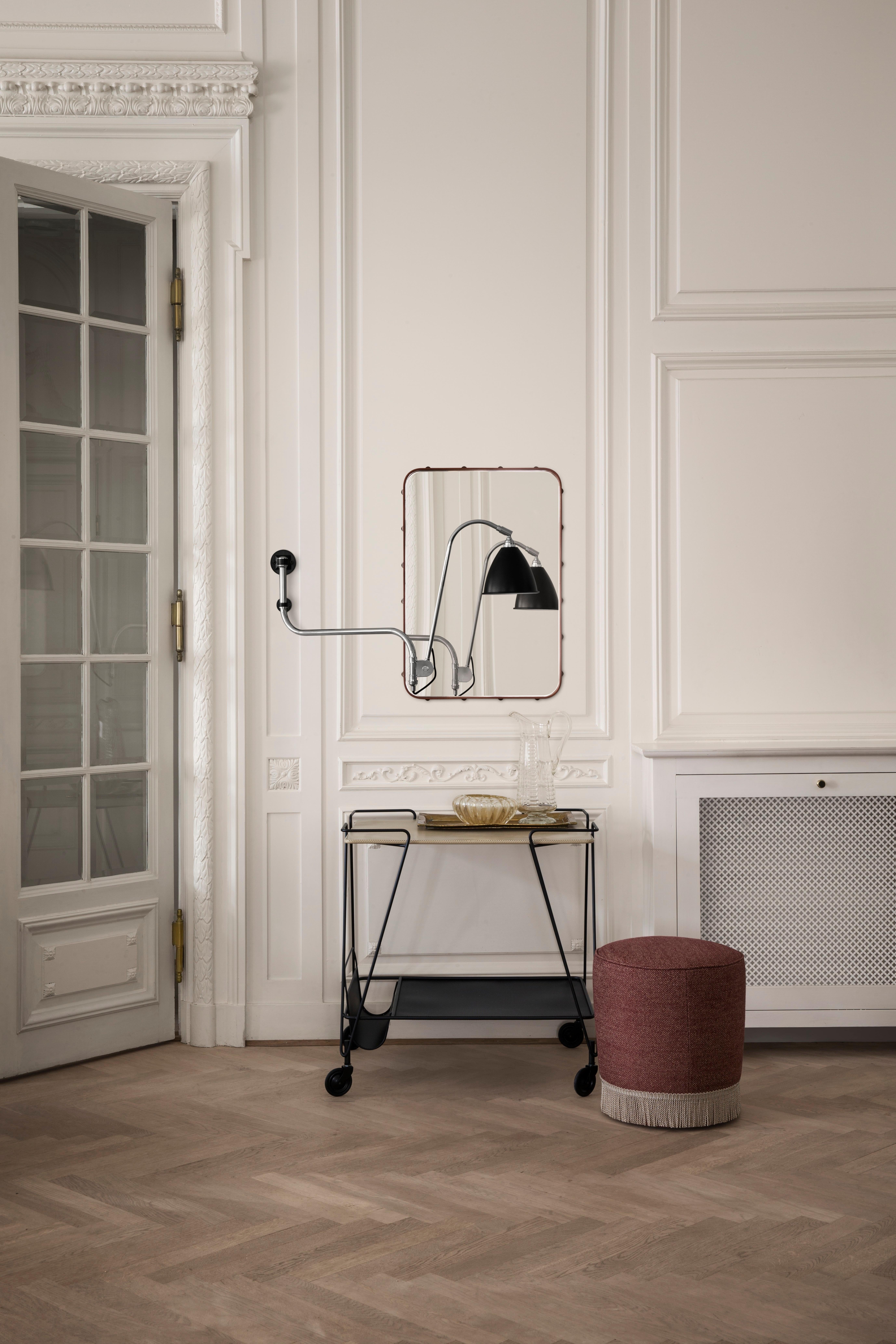 Small Jacques Adnet 'Rectangulaire' Wall Mirror in Black Leather for GUBI 3